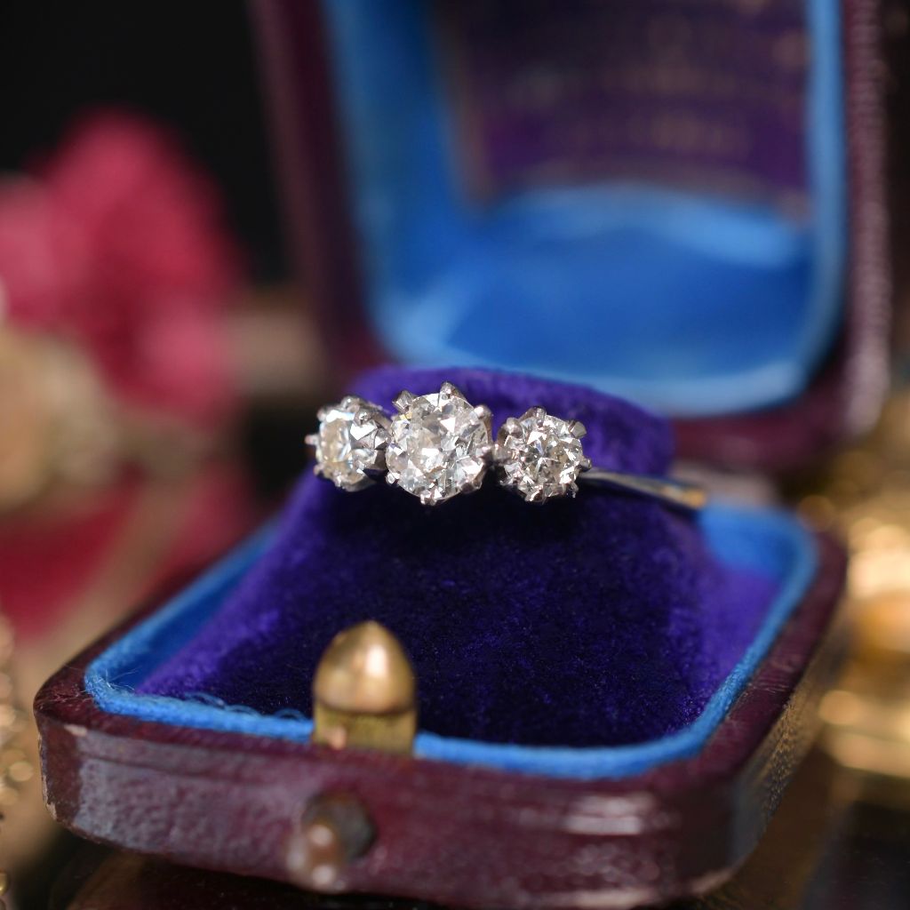 Vintage 9ct White Gold And Diamond Trilogy Ring 1.00ct Independent Valuation Included For $6,000 AUD