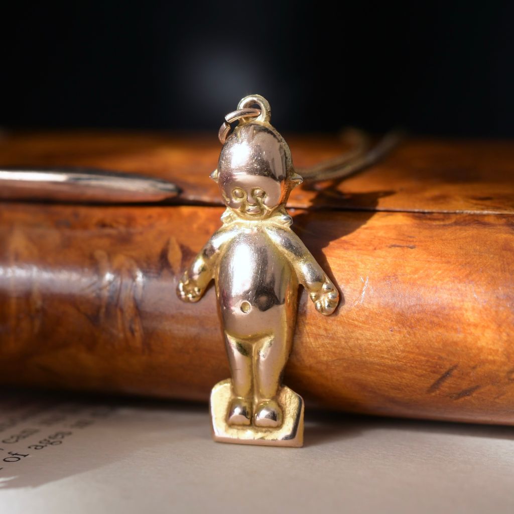 Antique Australian Edwardian 9ct Rose Gold 'Kewpie' Charm Pendant By A.J Long And Co. Circa 1910s