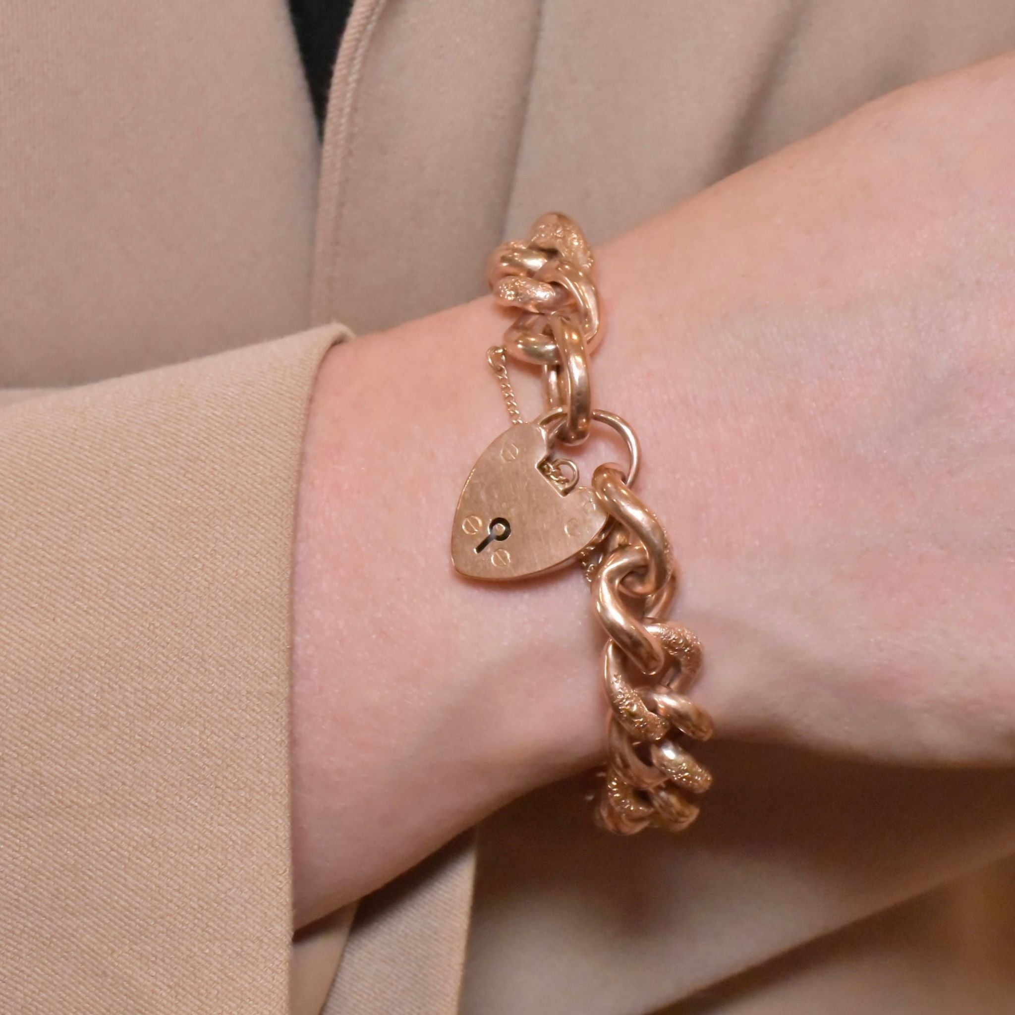 Superb Antique 9ct Rose Gold ‘Day & Night’ Curblink Bracelet Circa 1900-1910