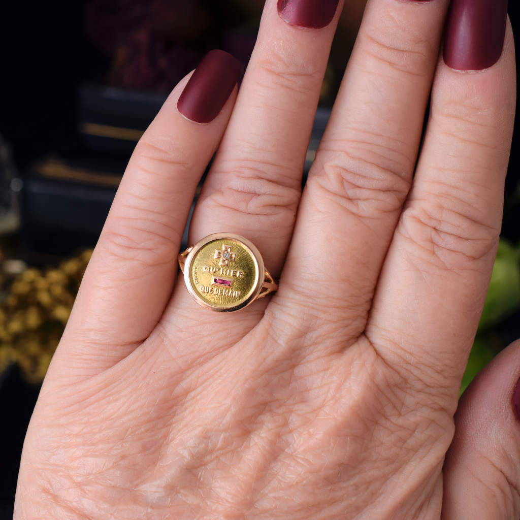 Vintage Mid-Century French 18ct Rose And Yellow Gold ‘A. Augis’ Médaille D’amour Ring