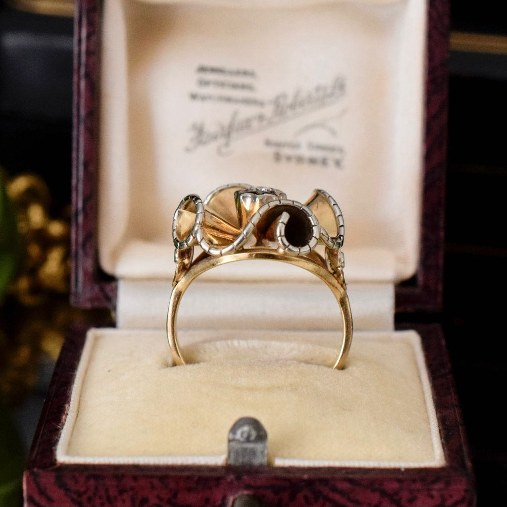 Stunning Vintage Retro Era 18ct Yellow Gold Diamond Ring Circa 1940