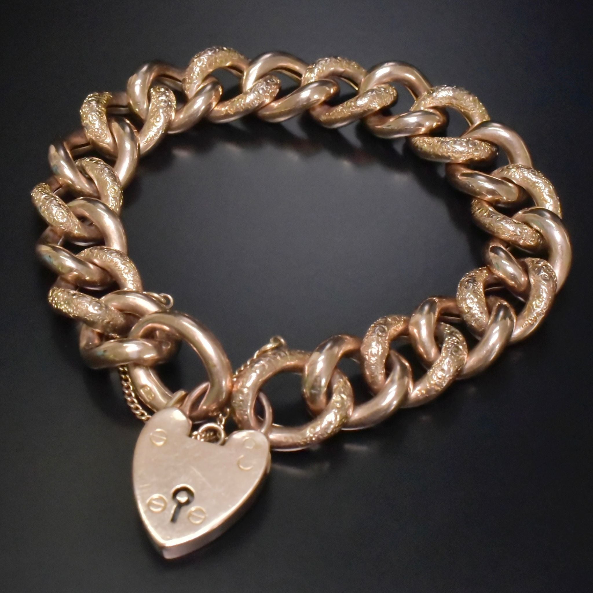 Superb Antique 9ct Rose Gold ‘Day & Night’ Curblink Bracelet Circa 1900-1910