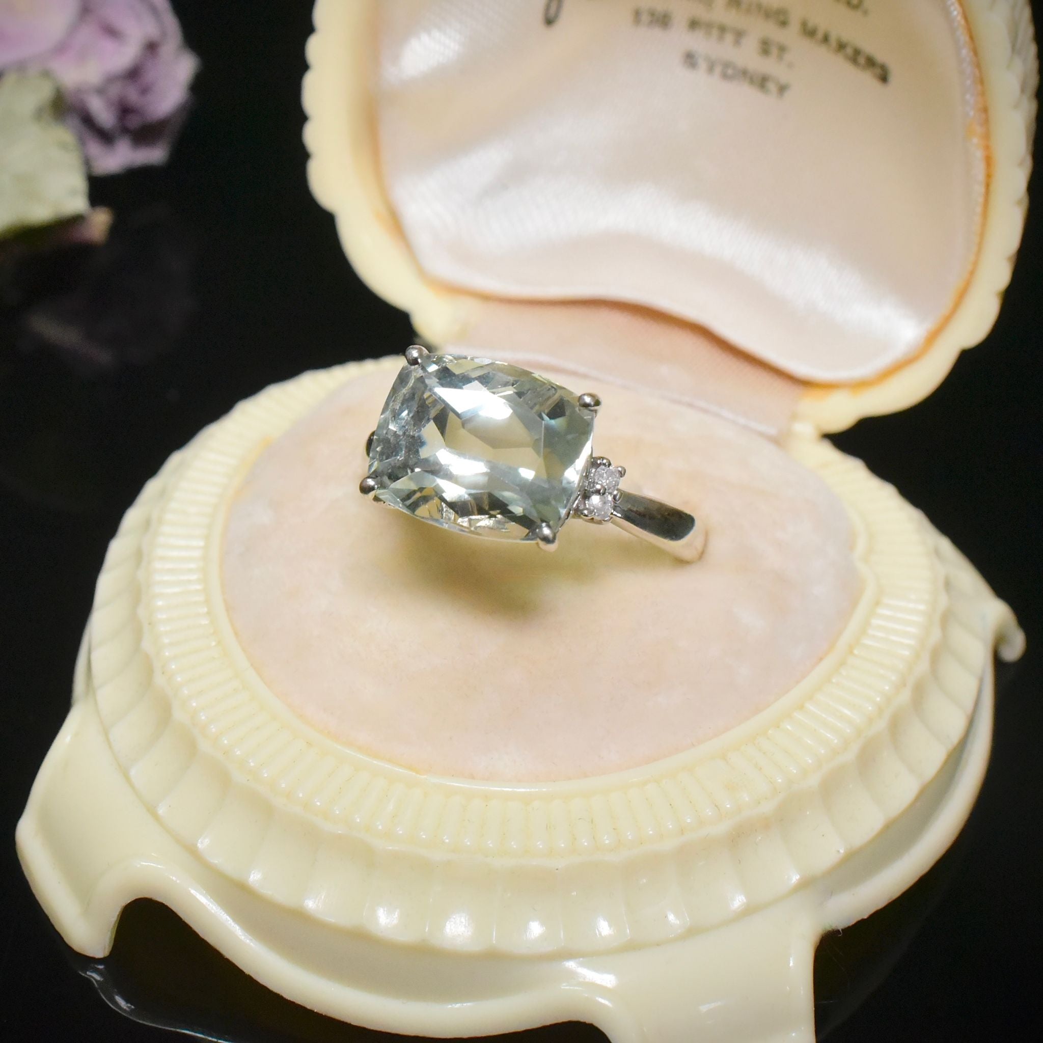 Contemporary 9ct White Gold Prasiolite And Diamond Ring