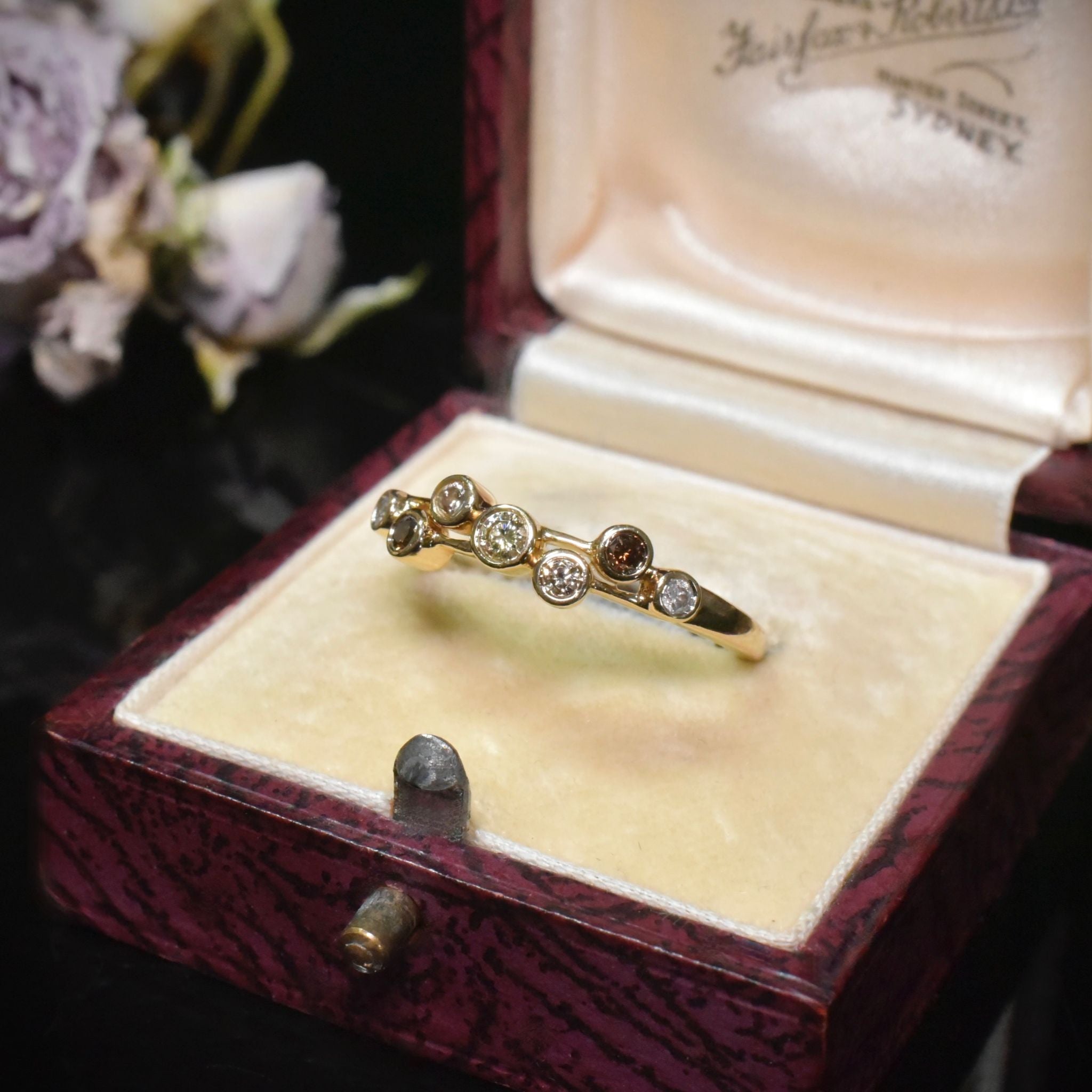 Contemporary 9ct Yellow Gold Champagne & White Diamond Ring - Birmingham 2023
