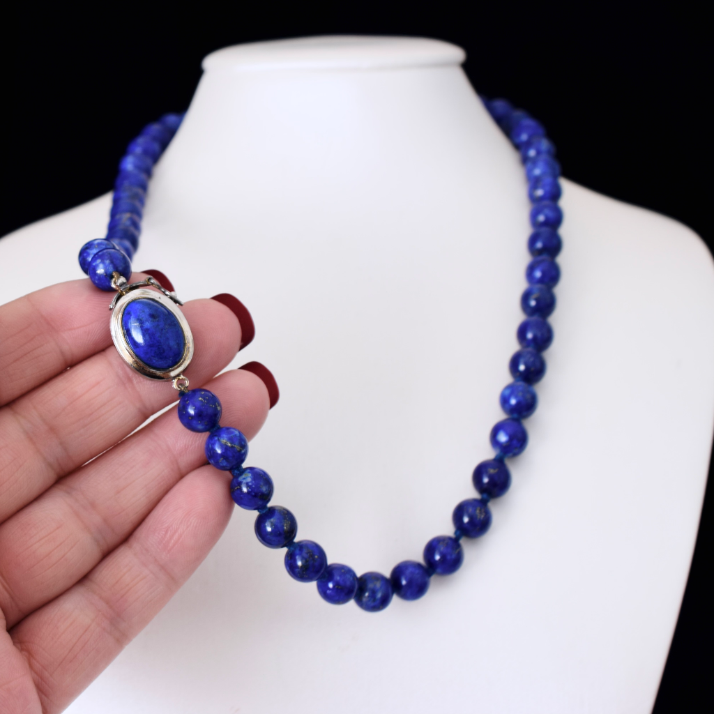 Modern Sterling Silver And Lapis Lazuli Necklace