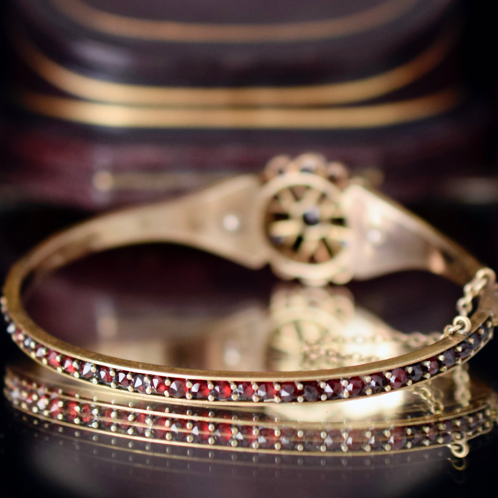 Antique Edwardian Era Bohemian Garnet Bangle Circa 1910