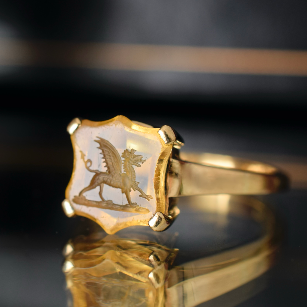 Antique Australian 18ct Gold Citrine Intaglio Seal Ring By ‘CATANACH’S’