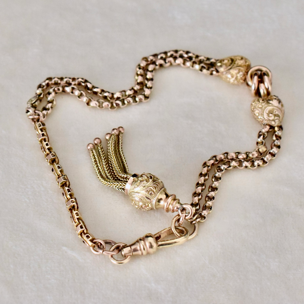 Antique Victorian 9ct Rose Gold Albertina Bracelet Circa 1890