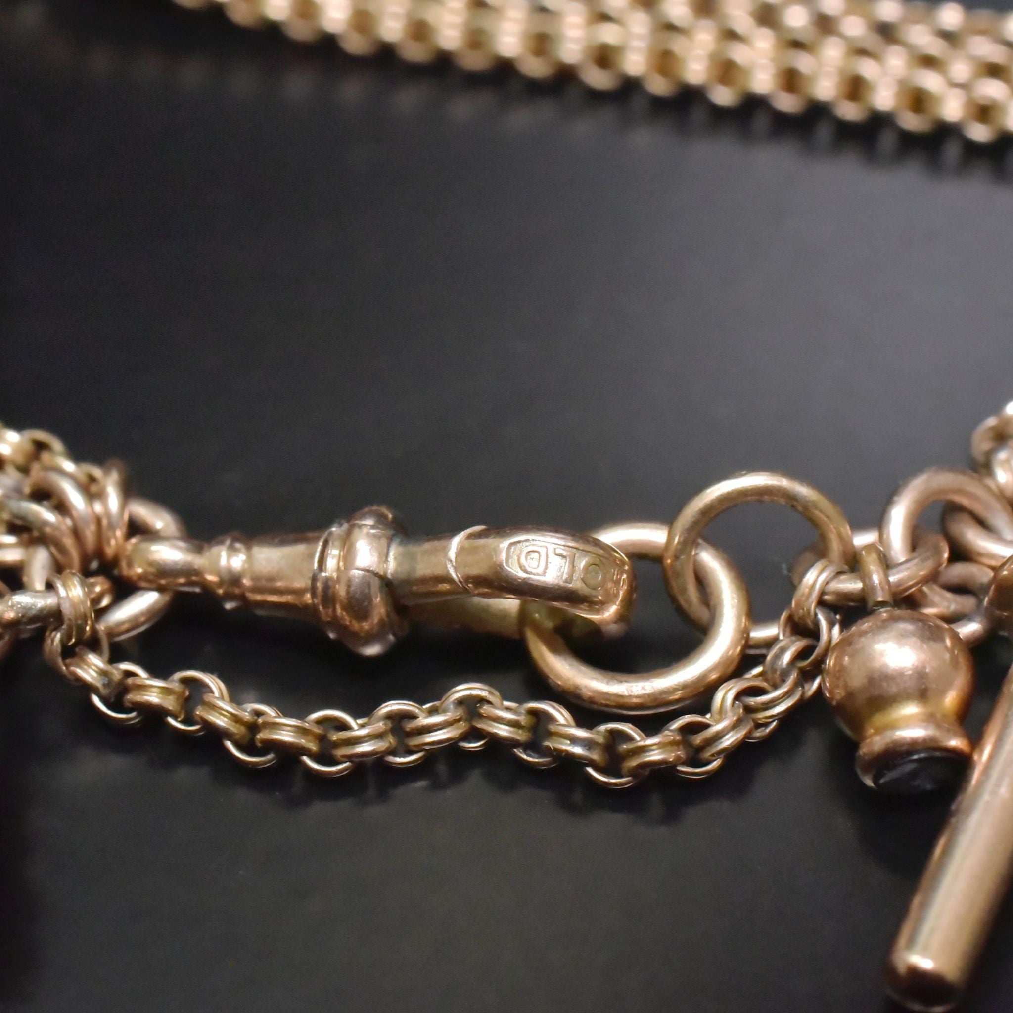 Superb Victorian 9ct Tri-Colour Gold Albertina Tassel Slide Bracelet