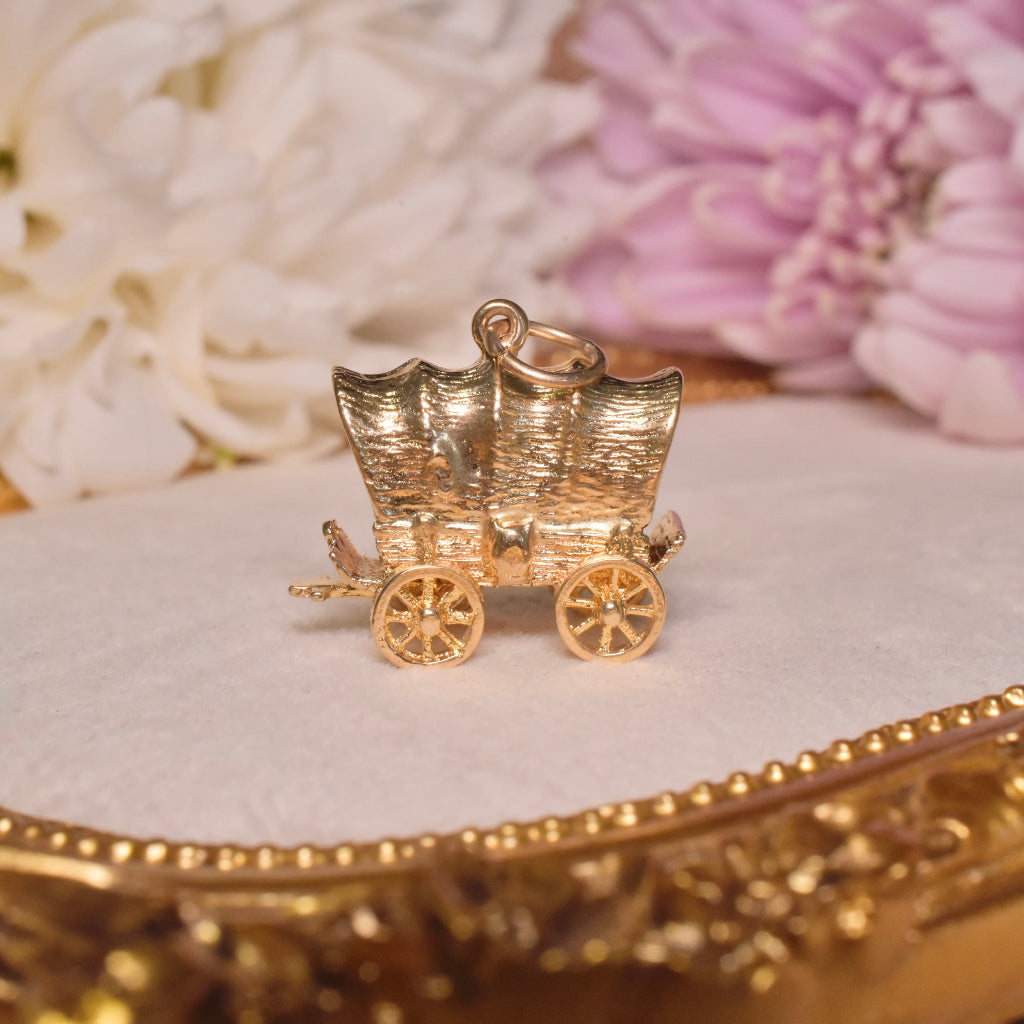 Vintage 9ct Yellow Gold Articulated ‘Wagon’ Charm - London 1970 - 8.2 Grams