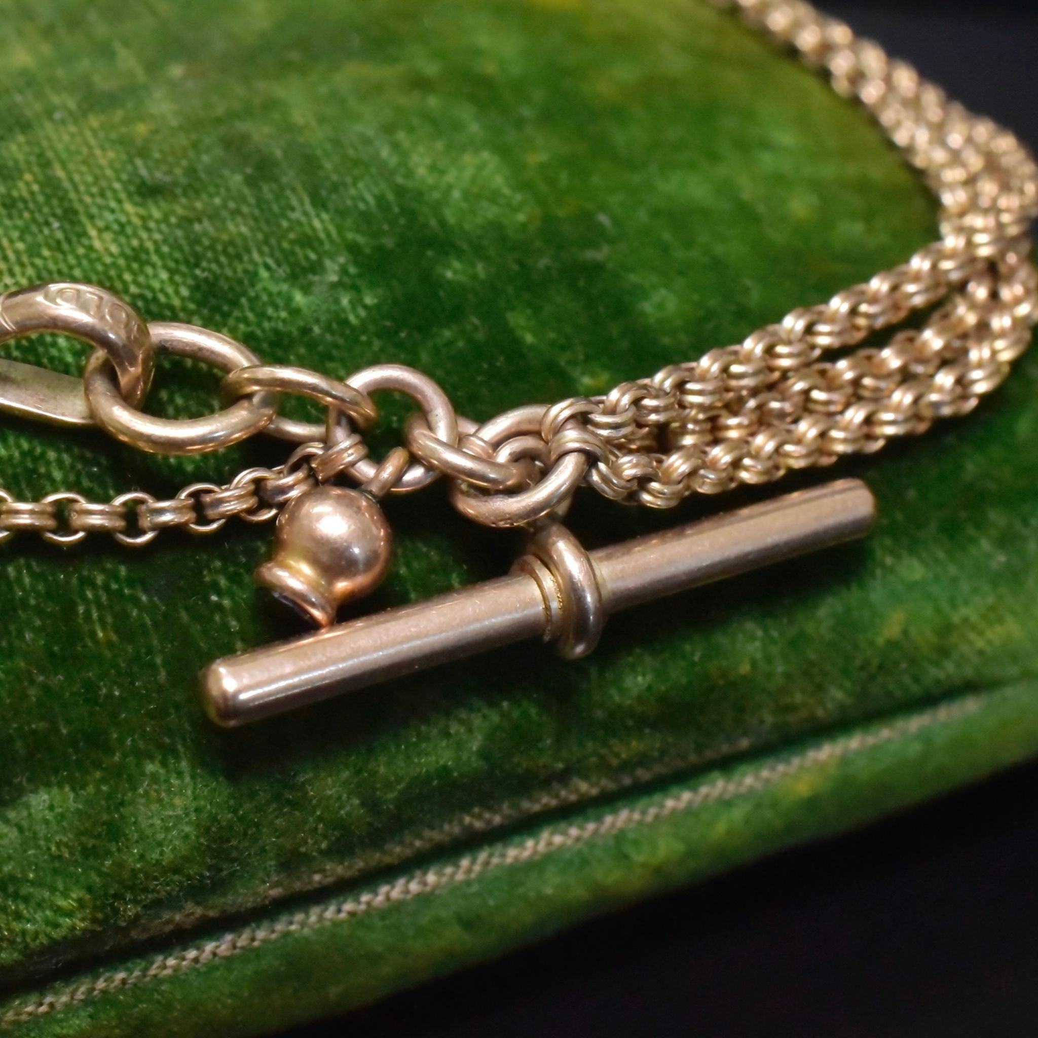 Superb Victorian 9ct Tri-Colour Gold Albertina Tassel Slide Bracelet