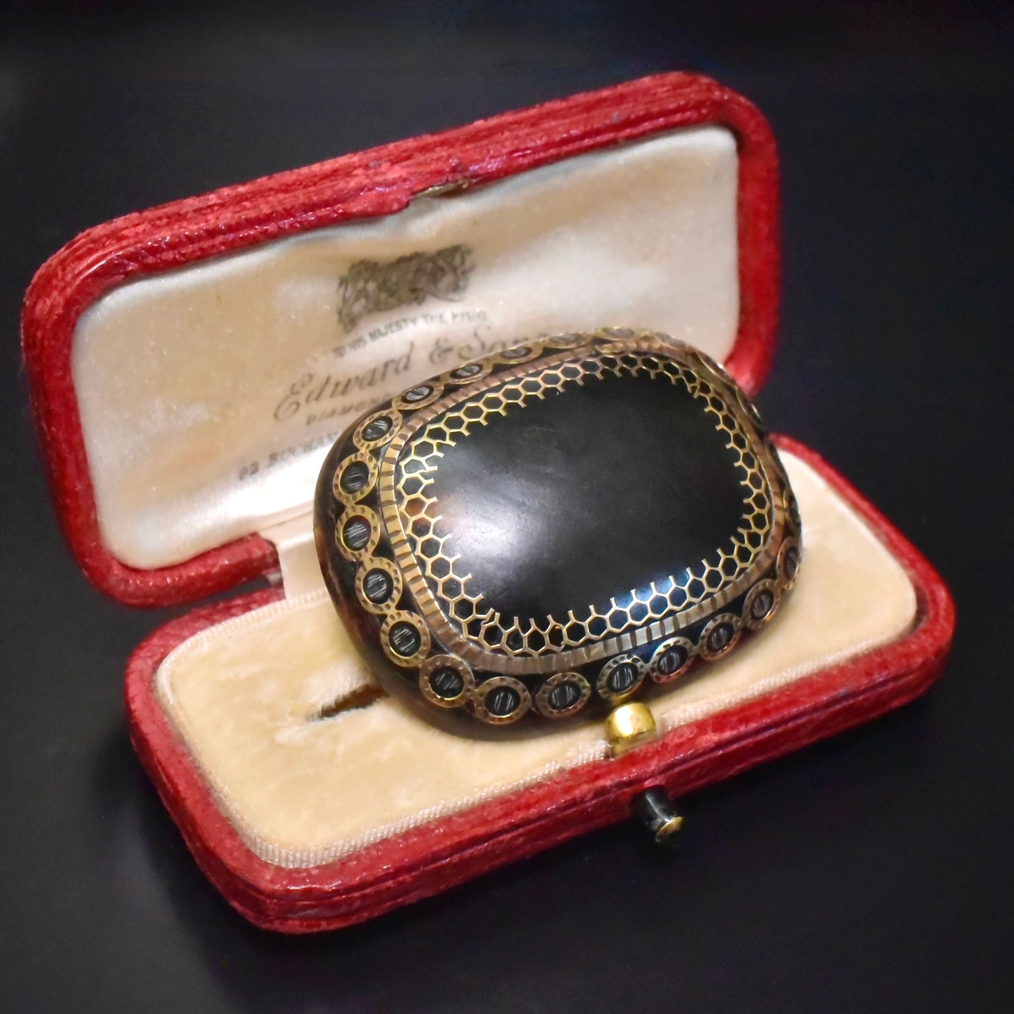Antique Victorian Piqué Gold & Silver Brooch