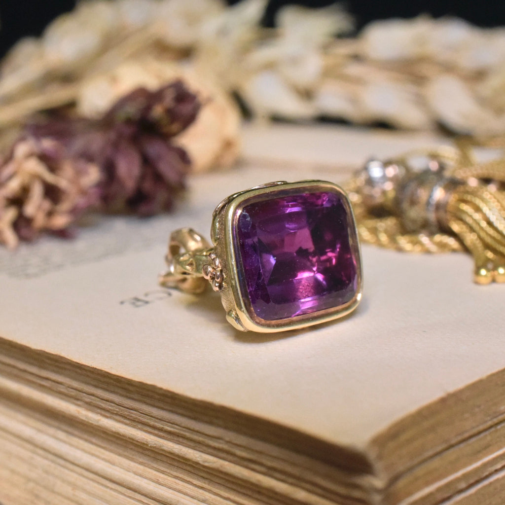 Antique Georgian / Early Victorian 15ct Bi-Colour Foil-Backed Amethyst Seal/Fob Circa 1820-30’s