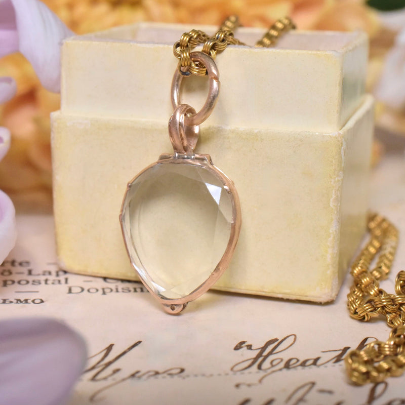 Antique Georgian Regency 15ct Rose Gold And Rock Crystal ‘Heart’ Locke