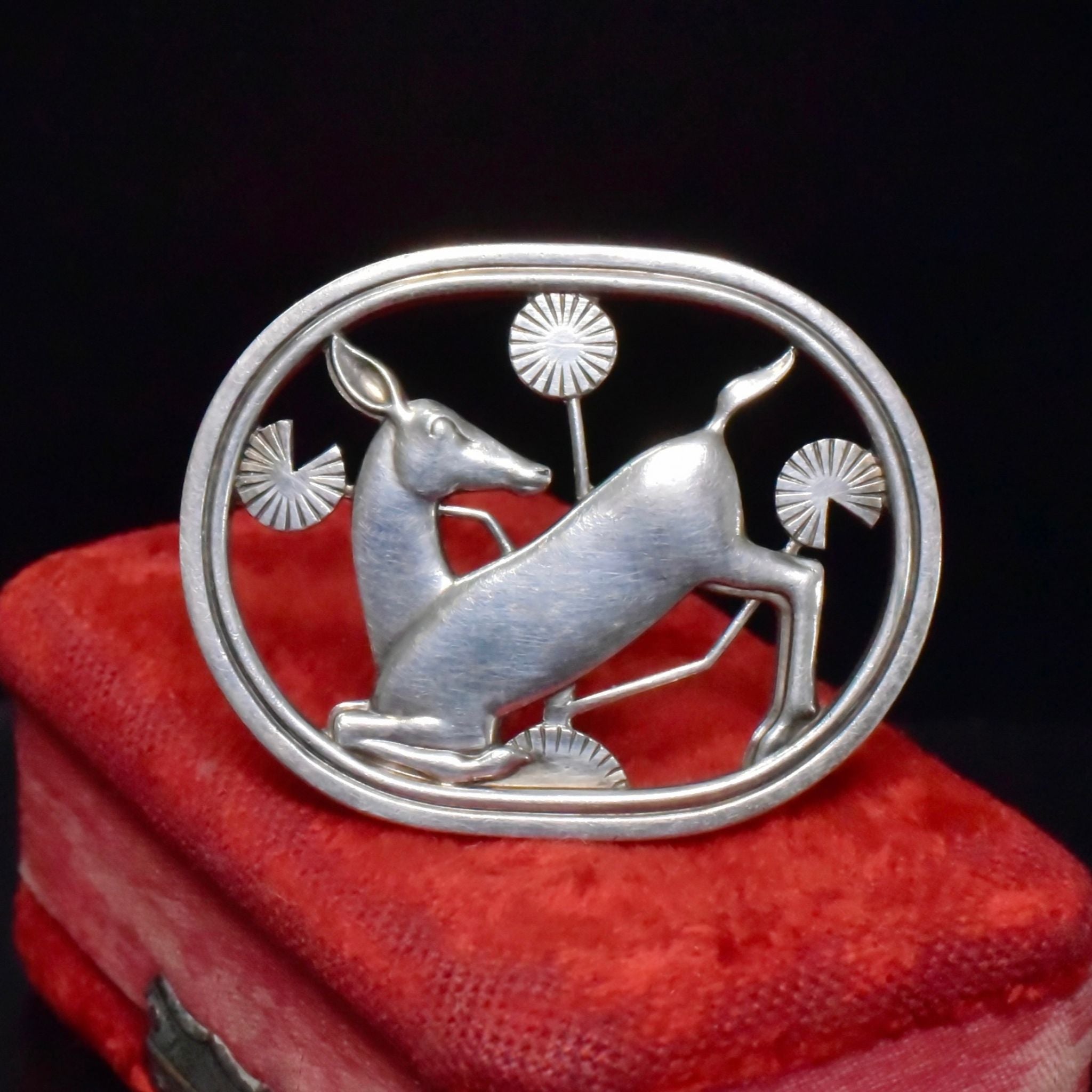 Stunning Vintage Georg Jensen Sterling Silver ‘Kneeling Deer’ Brooch
