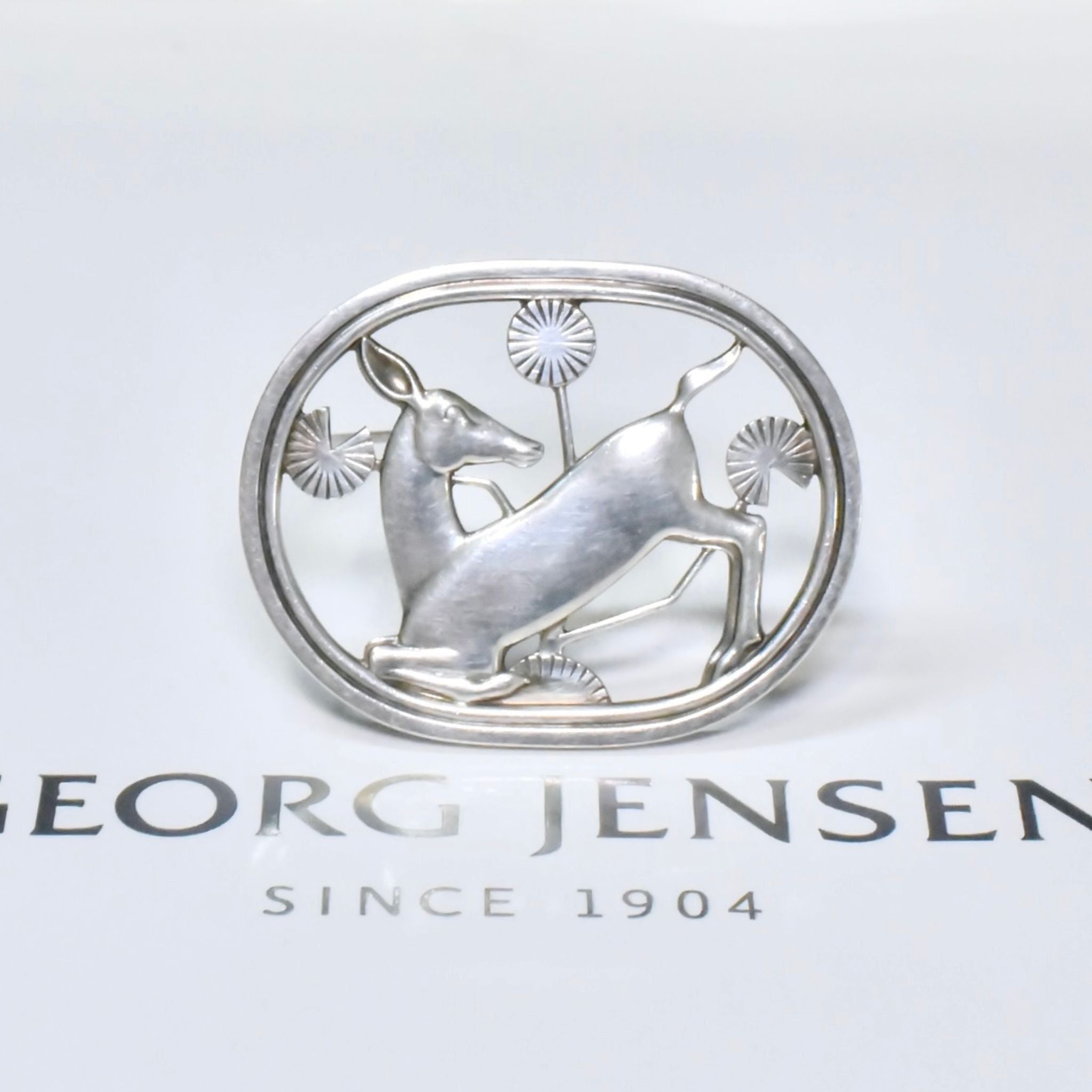 Stunning Vintage Georg Jensen Sterling Silver ‘Kneeling Deer’ Brooch
