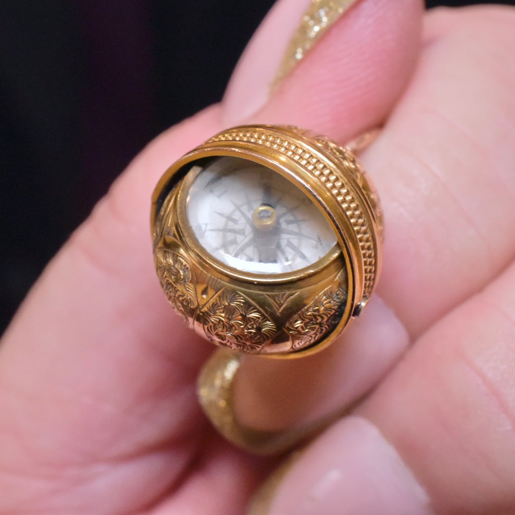 Superb Antique Victorian 15ct Rose Gold ’Swinging’ Compass Pendant Circa 1880-90