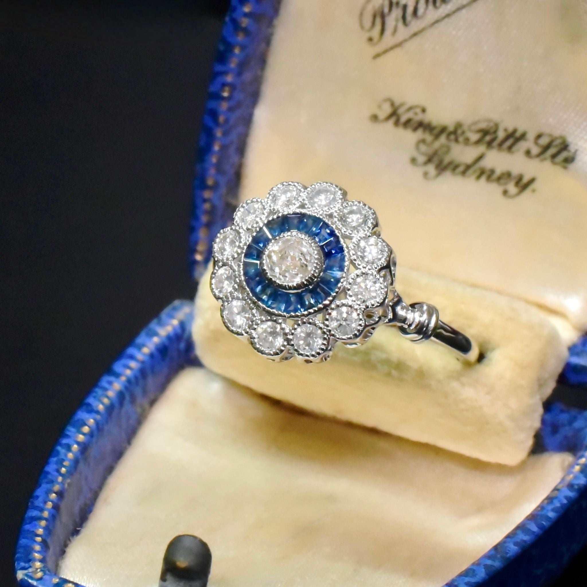 Contemporary 14ct White Gold Sapphire And Diamond Halo Ring Included With Purchase Valuation For $15000 AUD