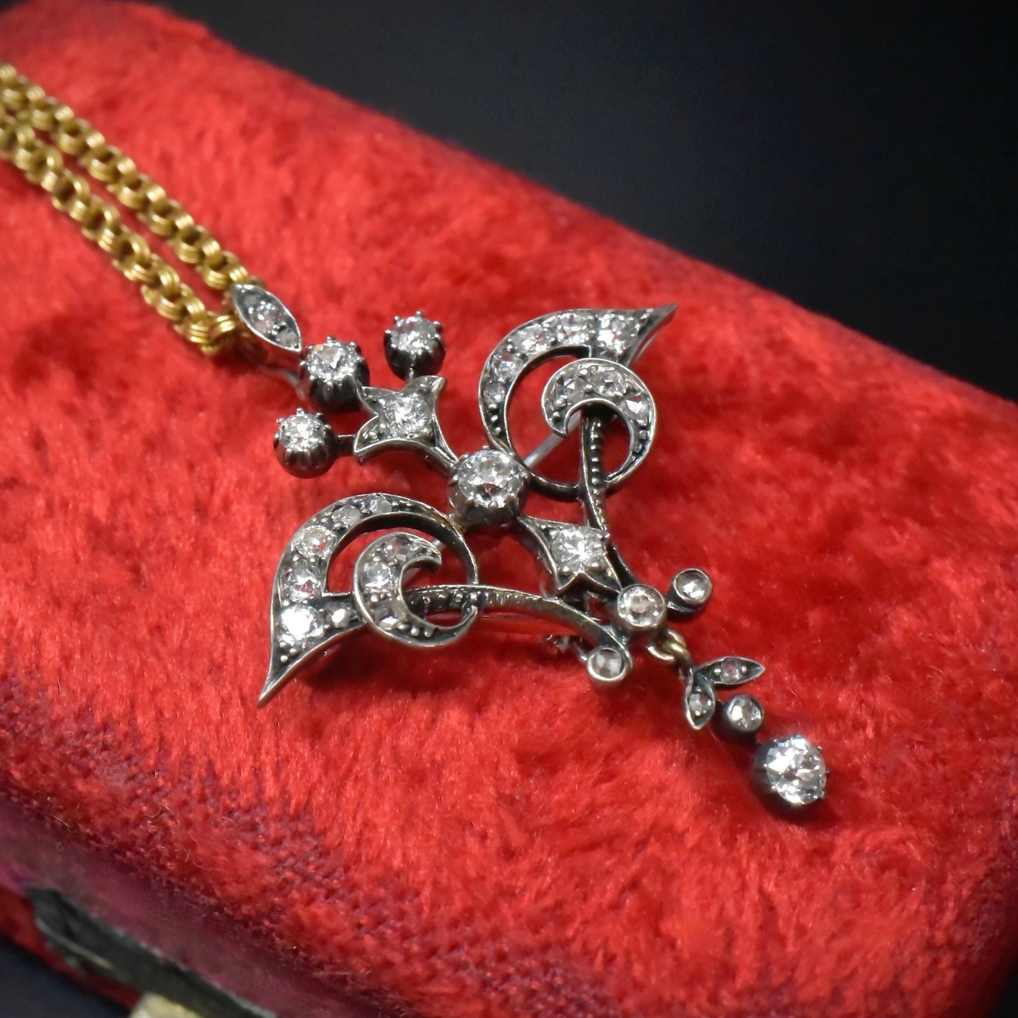 Outstanding Antique Edwardian 15ct Gold Combination Pendant / Brooch Circa 1901-1910