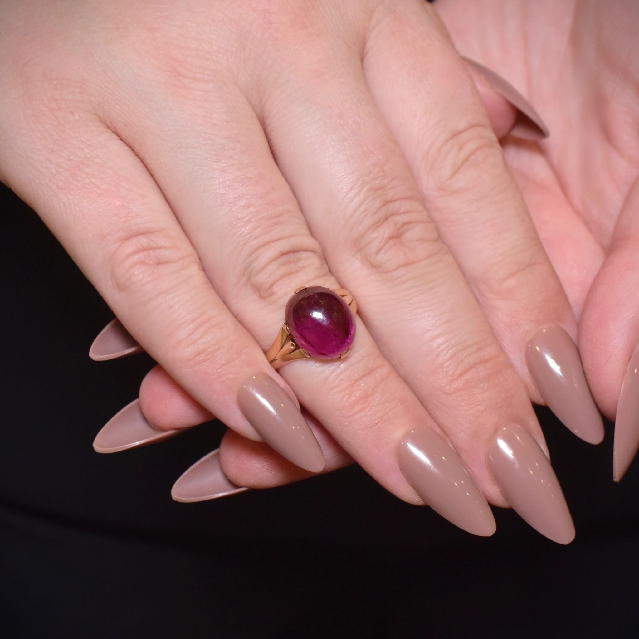 Antique Victorian 15ct Rose Gold Rhodolite Garnet Ring - Birmingham 1884