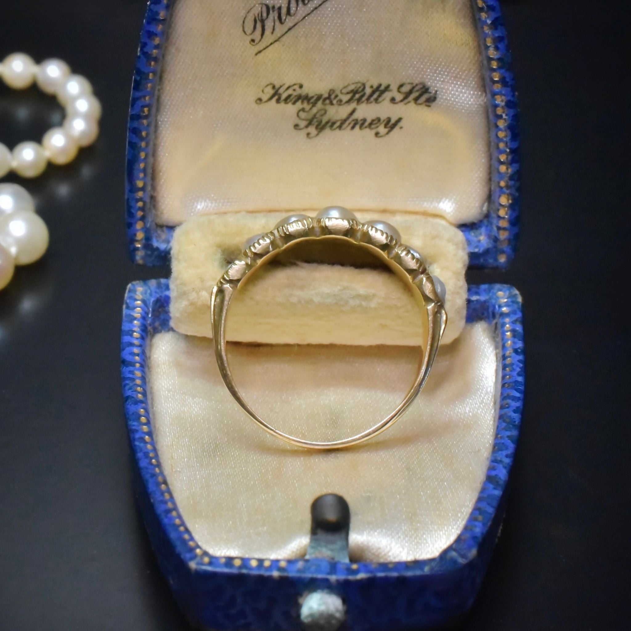 Antique Georgian 15ct Yellow Gold Half Hoop Natural Half Pearl Ring Circa 1815-25