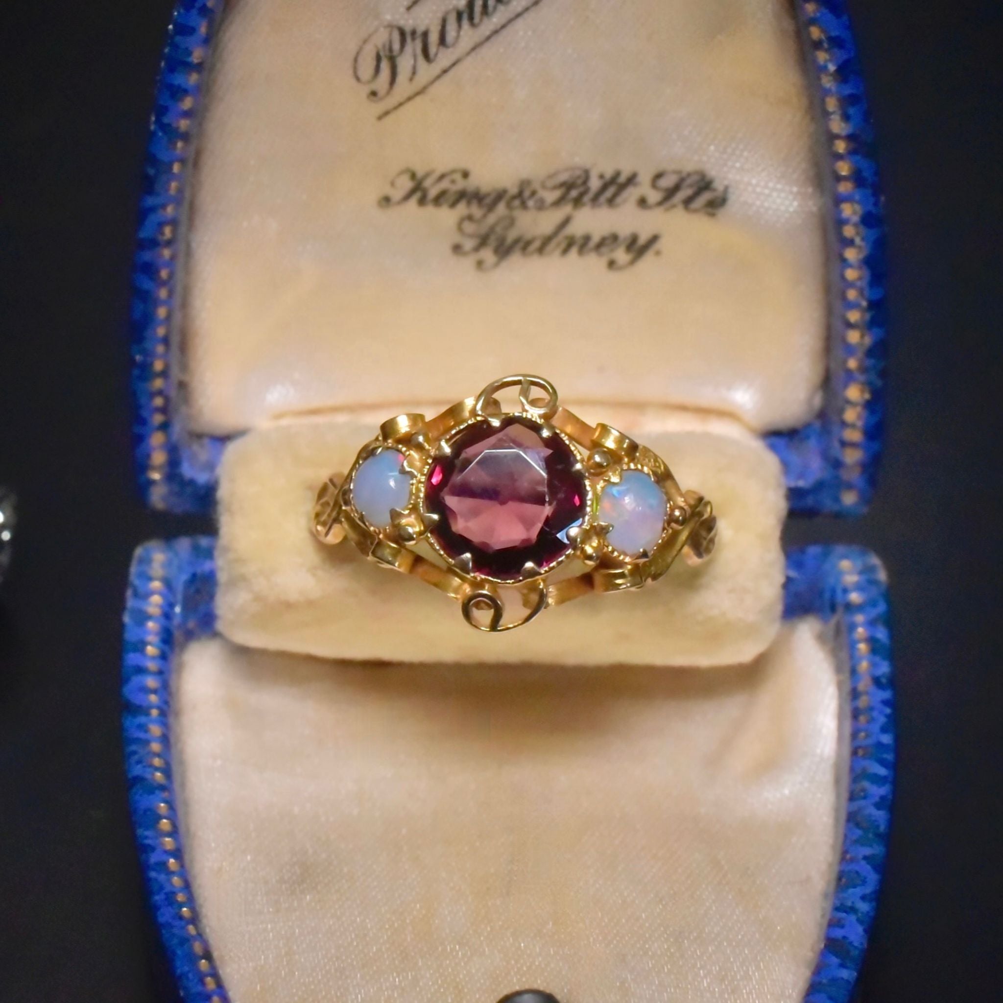 Stunning Antique Victorian 15ct (and 9ct) Yellow Gold Garnet And Opal Ring Circa 1870-1890