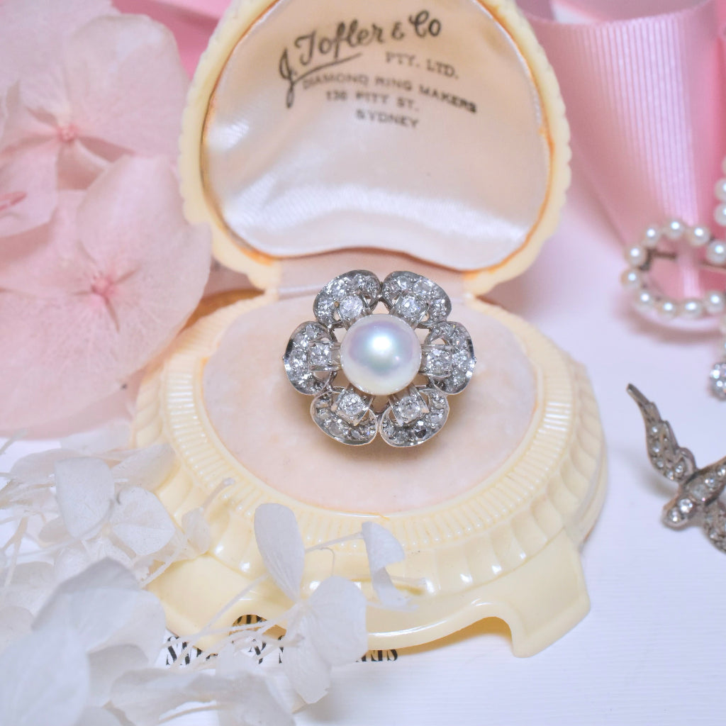 パール ゴールド ホワイト クリスタル ヴィンテージ Superb Vintage Platinum And 14ct White Gold Diamond Pearl