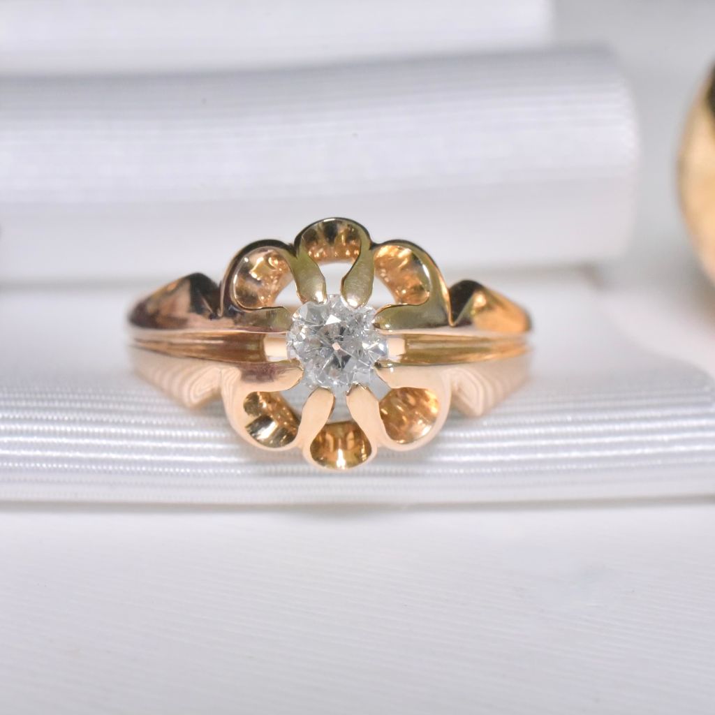 Antique Edwardian 18ct Yellow Gold Diamond Ring Circa 1910-15