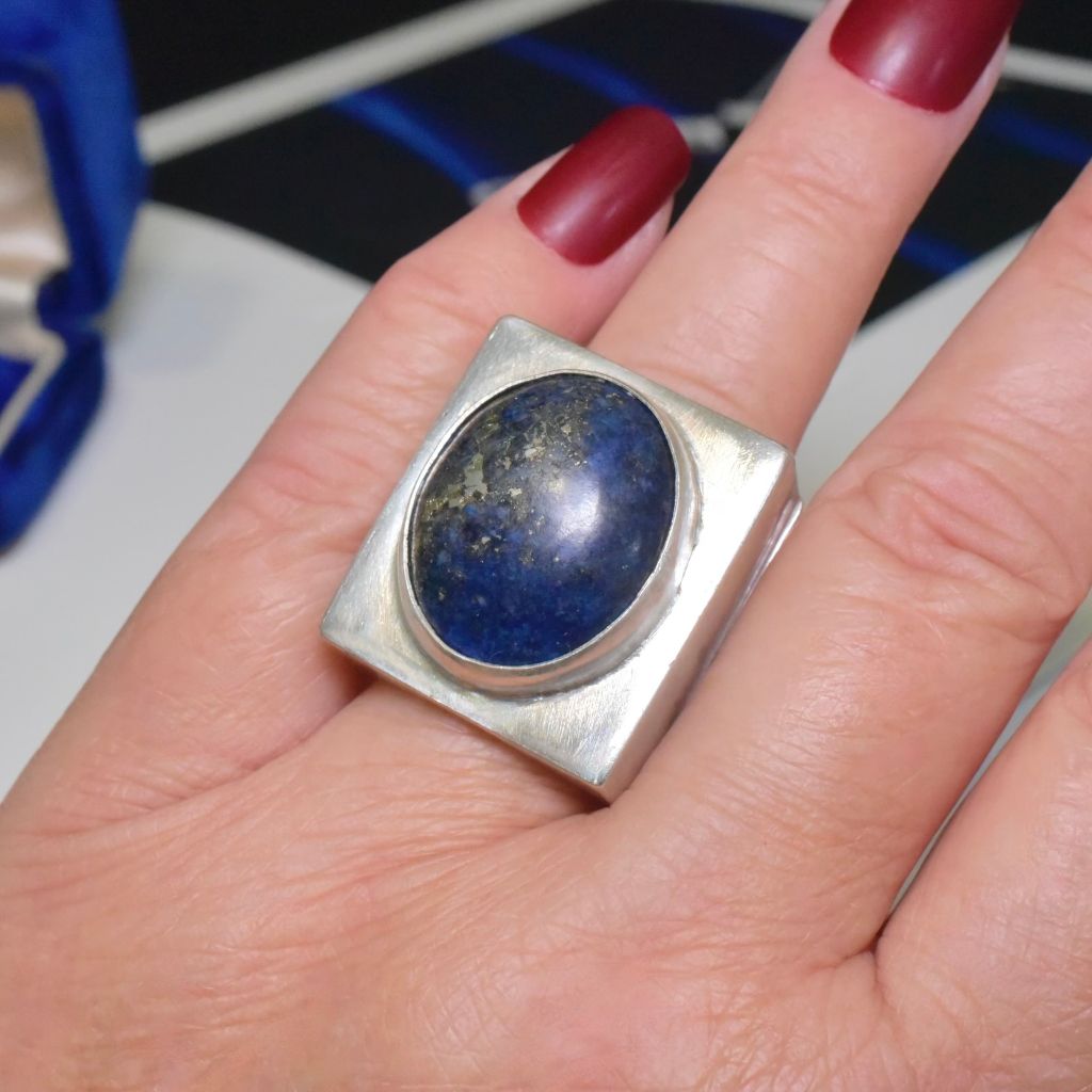 Vintage Hand Crafted Sterling Silver Lapis Lazuli Ring