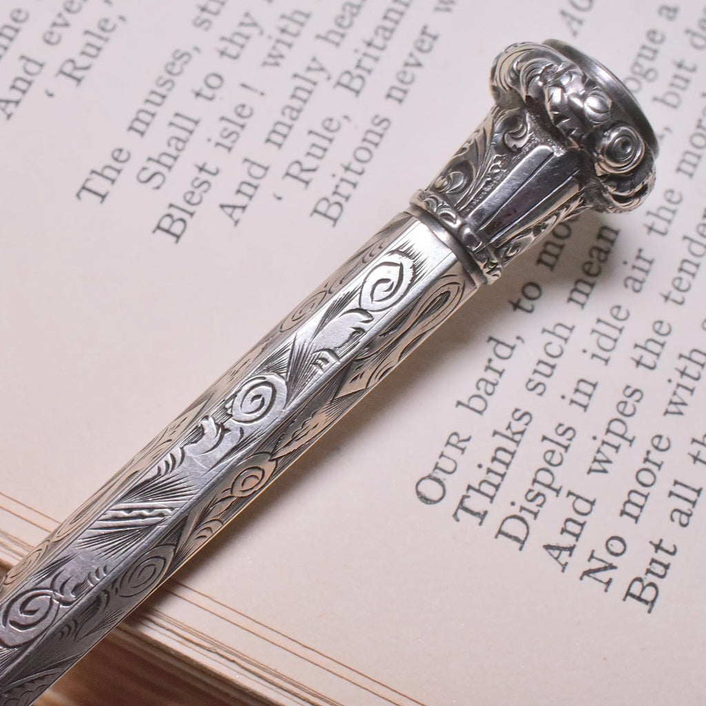 Antique Victorian Sterling Silver Large Propelling Pencil - Circa 1890-1900