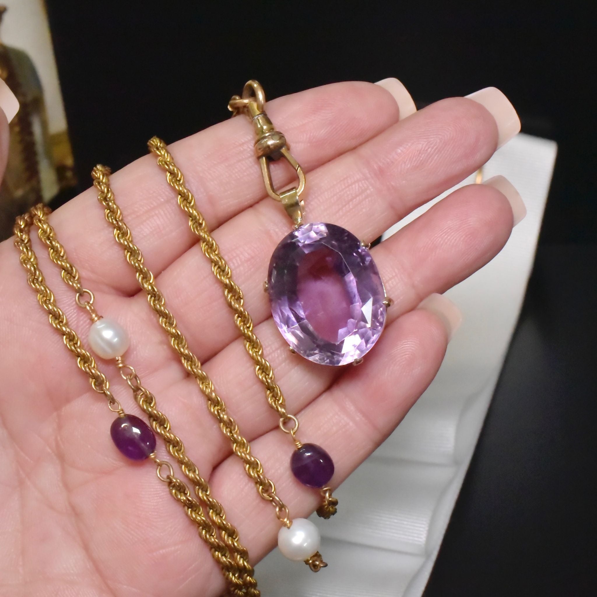 Superb Vintage 9ct Rose Gold And Amethyst (28ct) Pendant