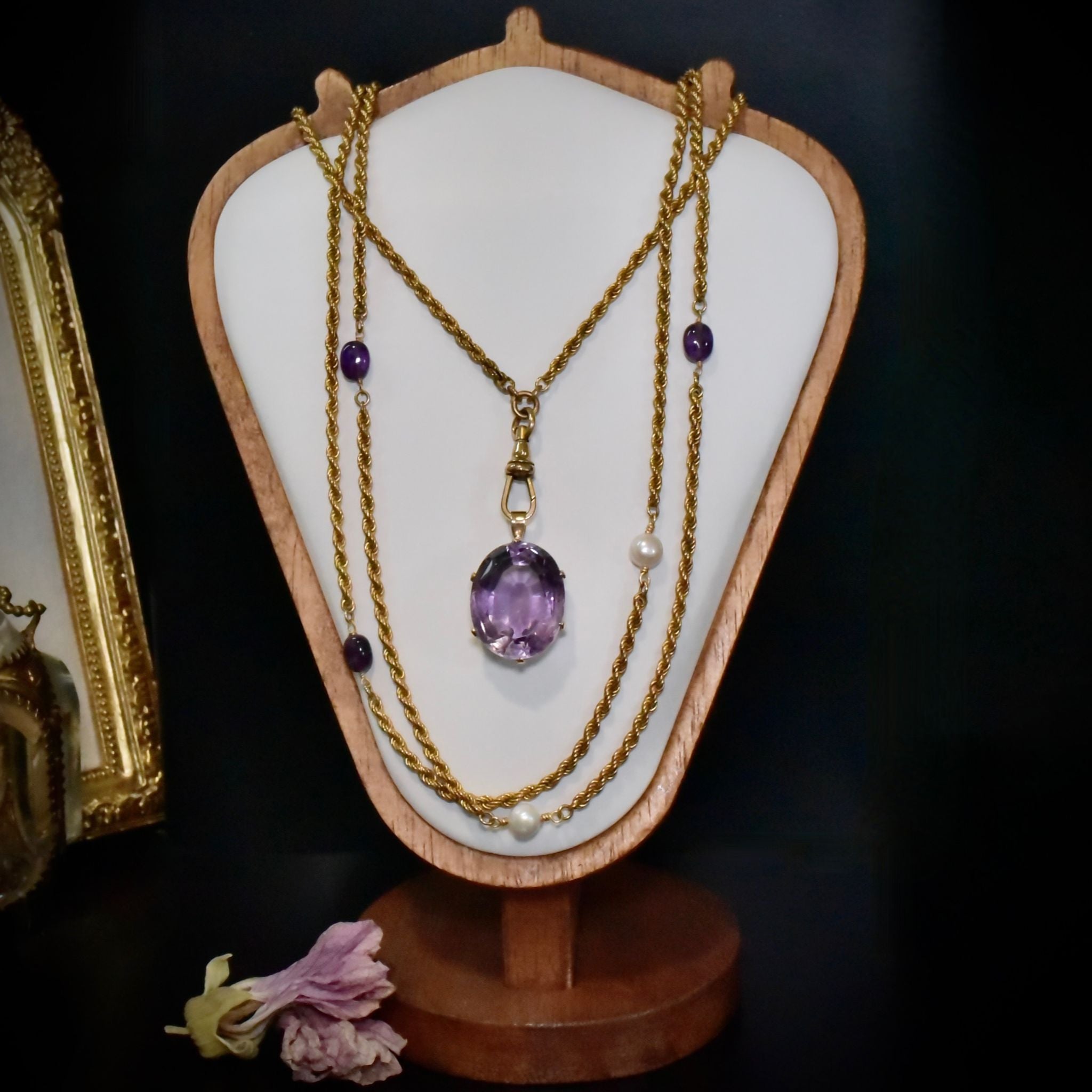 Superb Vintage 9ct Rose Gold And Amethyst (28ct) Pendant