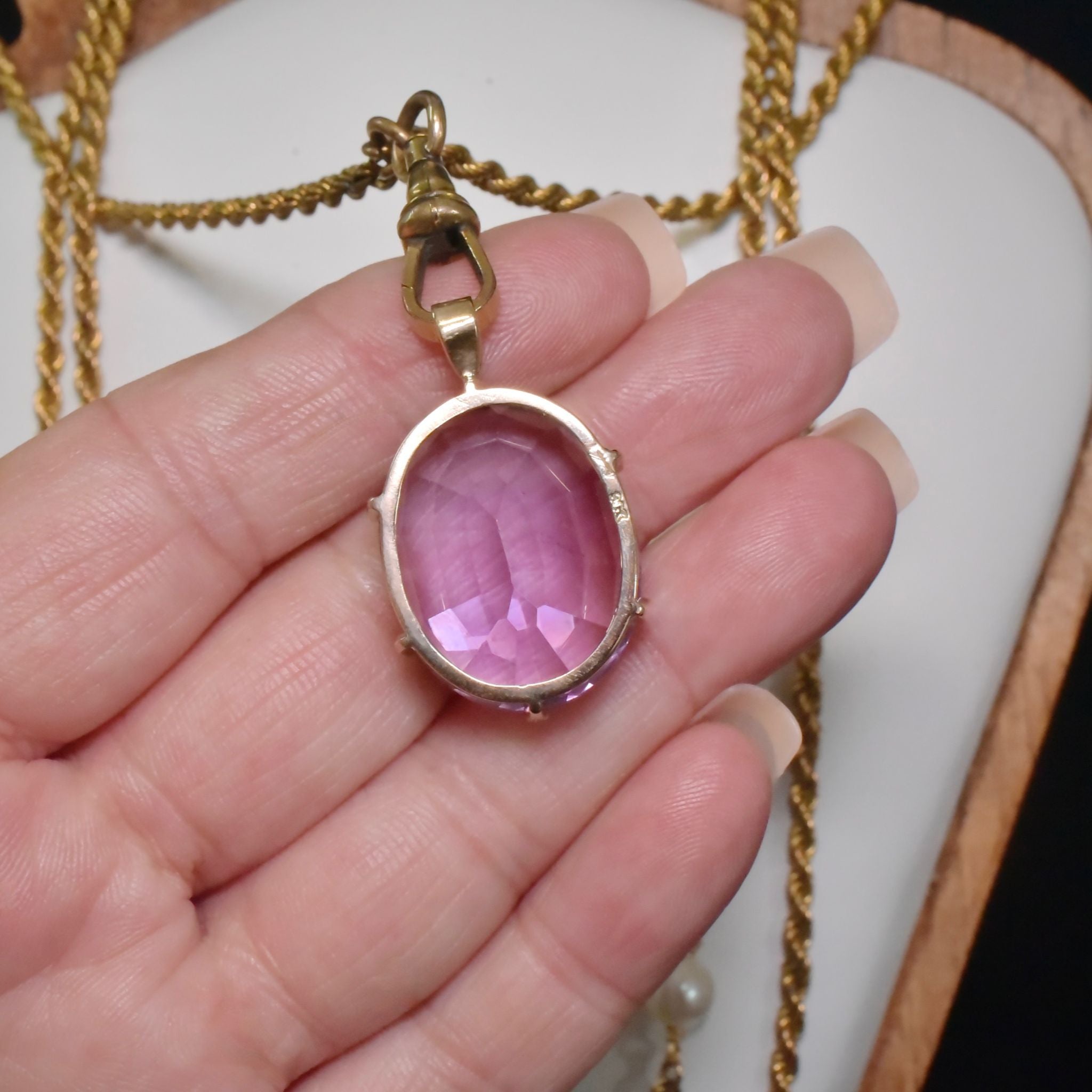 Superb Vintage 9ct Rose Gold And Amethyst (28ct) Pendant