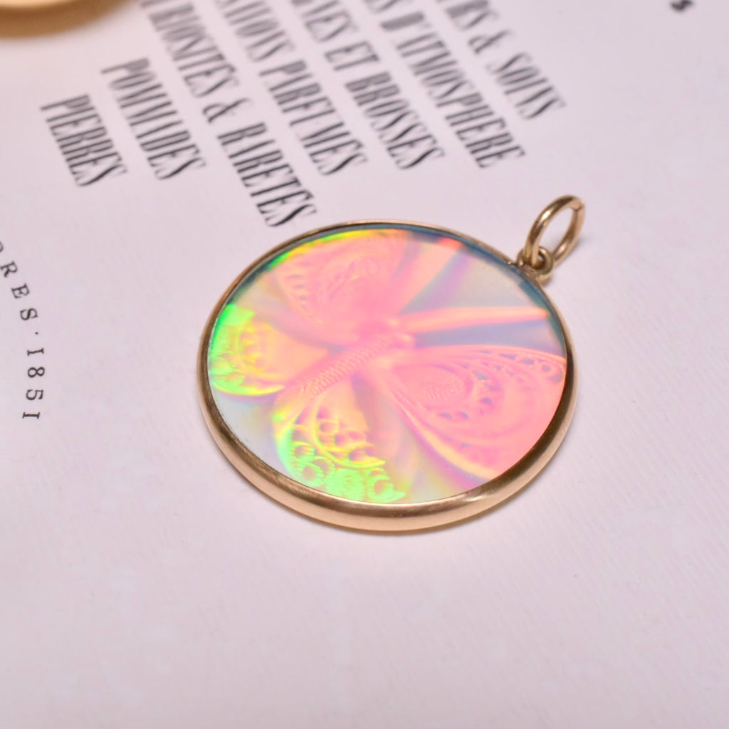 Super Cool Vintage 9ct Rose Gold ‘Hologram’ Butterfly Pendant - 1980’s