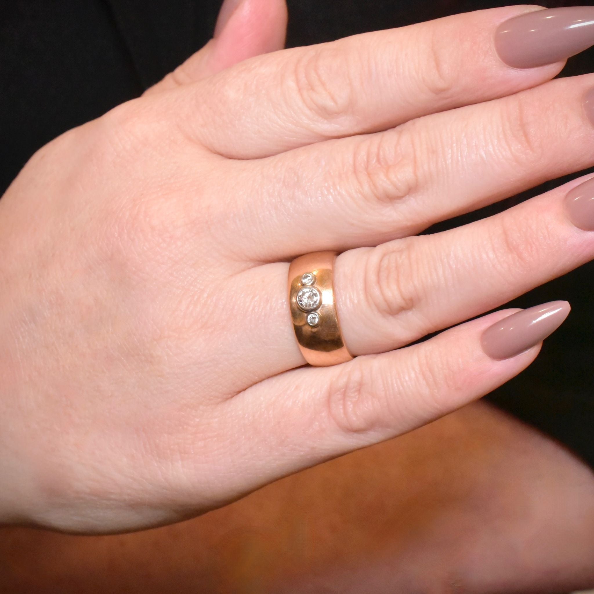 Superb Handcrafted Australian Designer 18ct Rose Gold & Palladium Diamond Ring