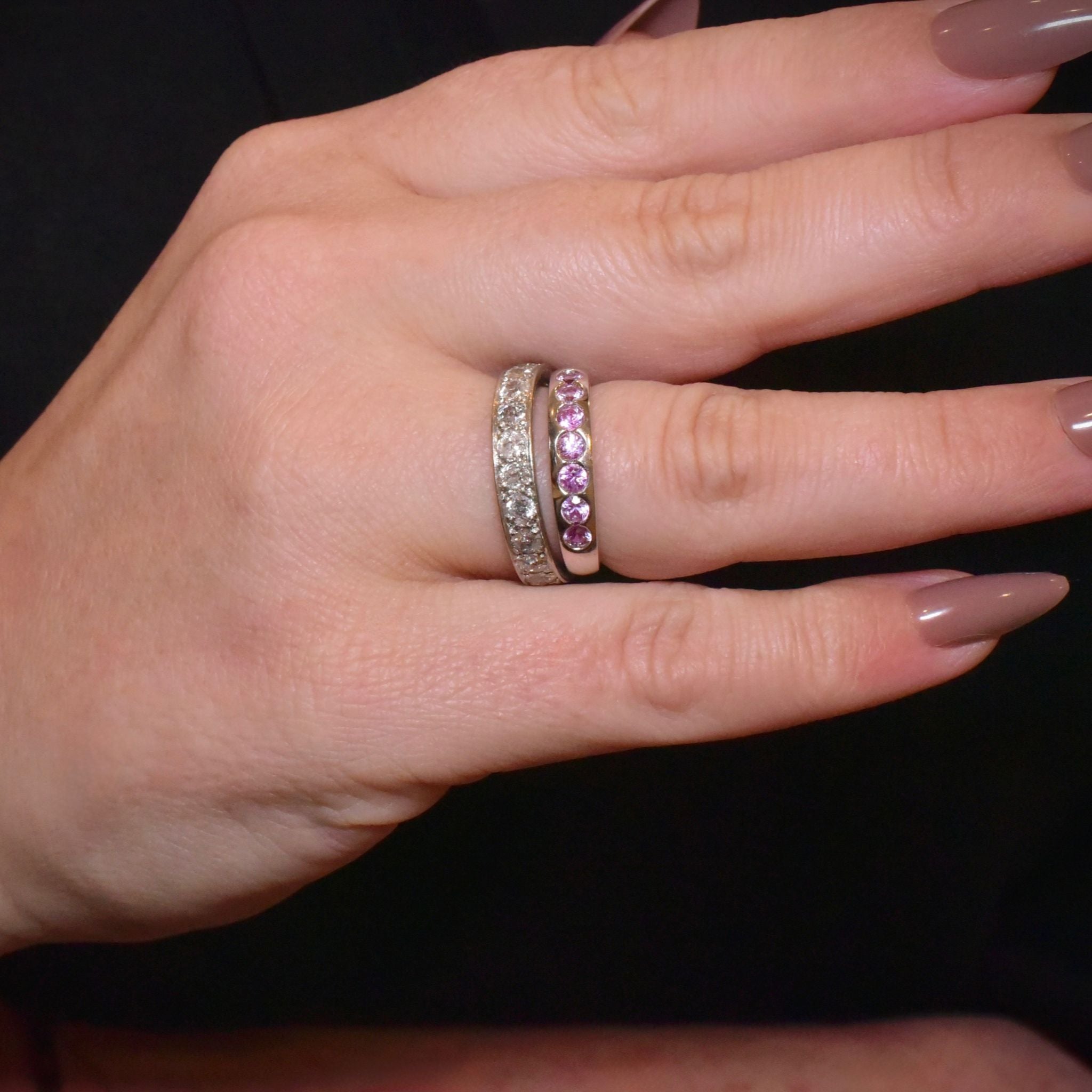 Contemporary 9ct White Gold Natural Pink Sapphire Ring