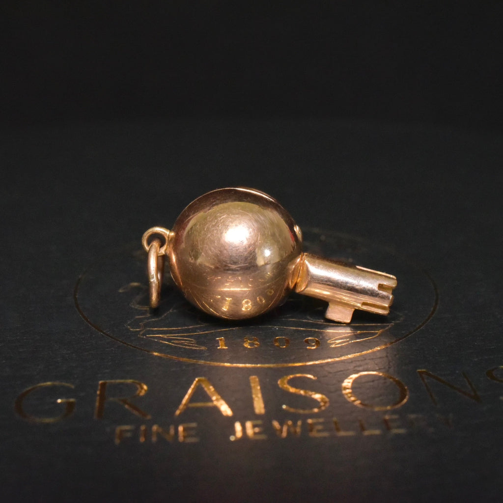 Superb Antique Victorian Heavy 15ct Rose Gold Secret Opening Orb Watch Winder/Fob Circa 1890-1900