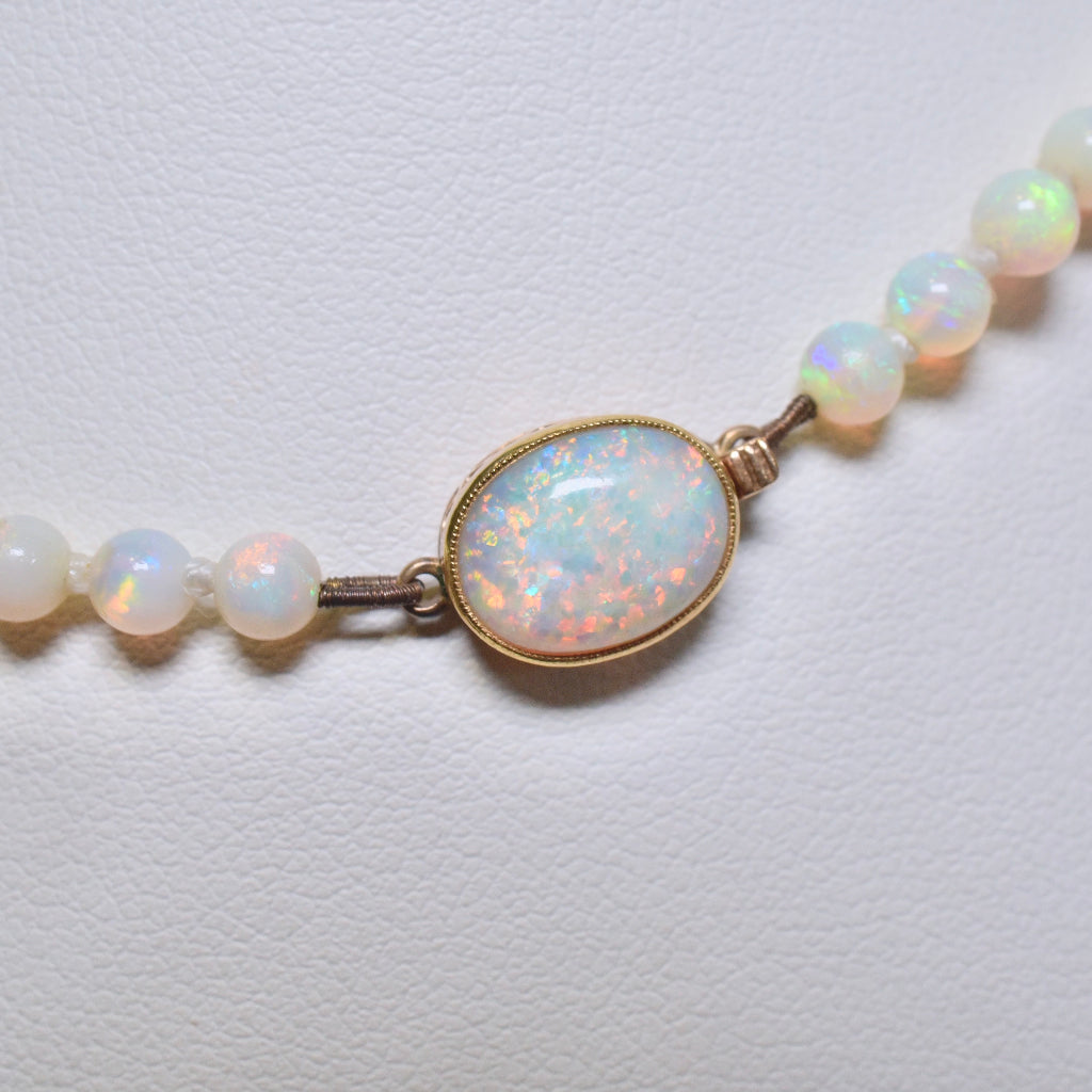 Antique 15ct Rose Gold Solid White Opal Bead Necklace Circa 1915-1930’s Included In Purchase Valuation For $5,000 AUD