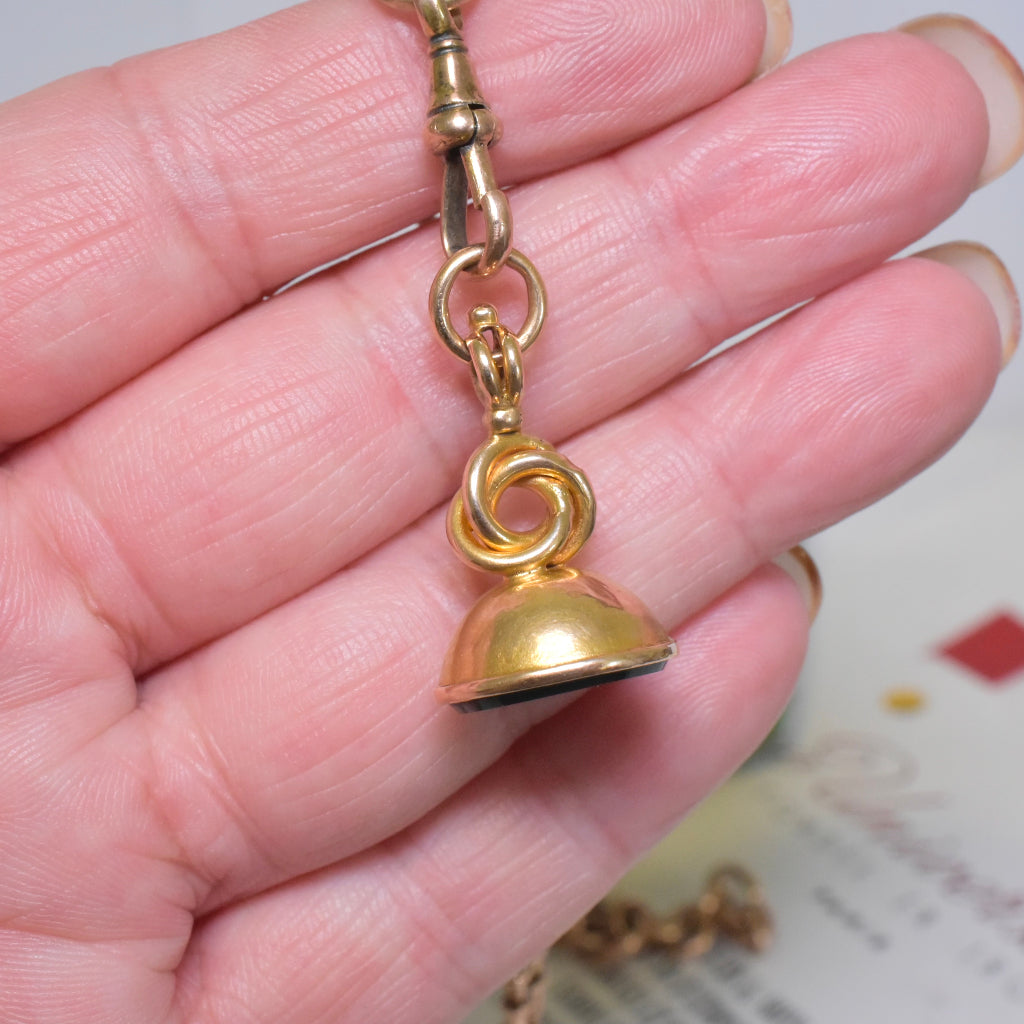 Antique Victorian 15ct Rosy/Yellow Gold Bloodstone Initial ‘K’ Fob Seal