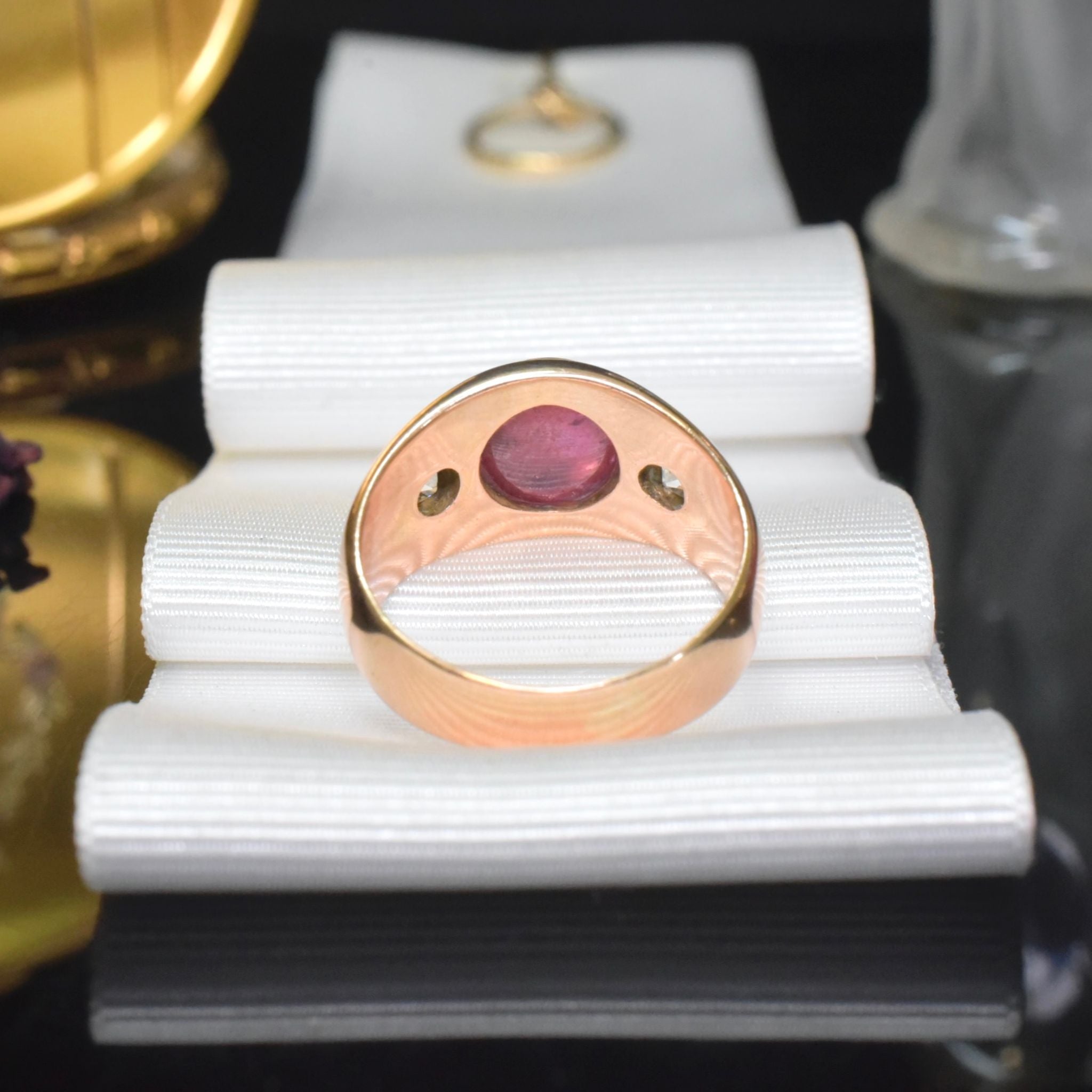 Stunning Antique 15ct Rose Gold Rhodolite Garnet And Diamond Ring