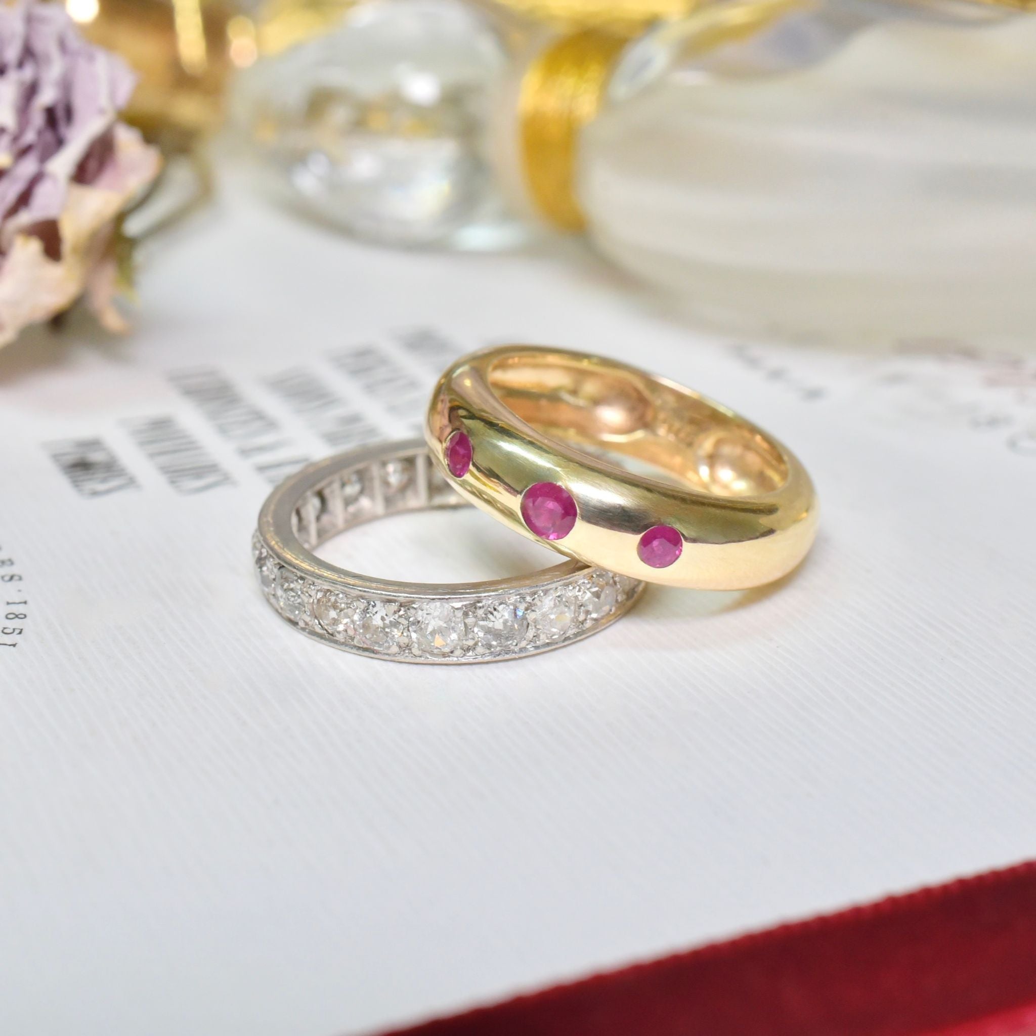 Contemporary 9ct Yellow Gold And Ruby ‘Tube’ Ring