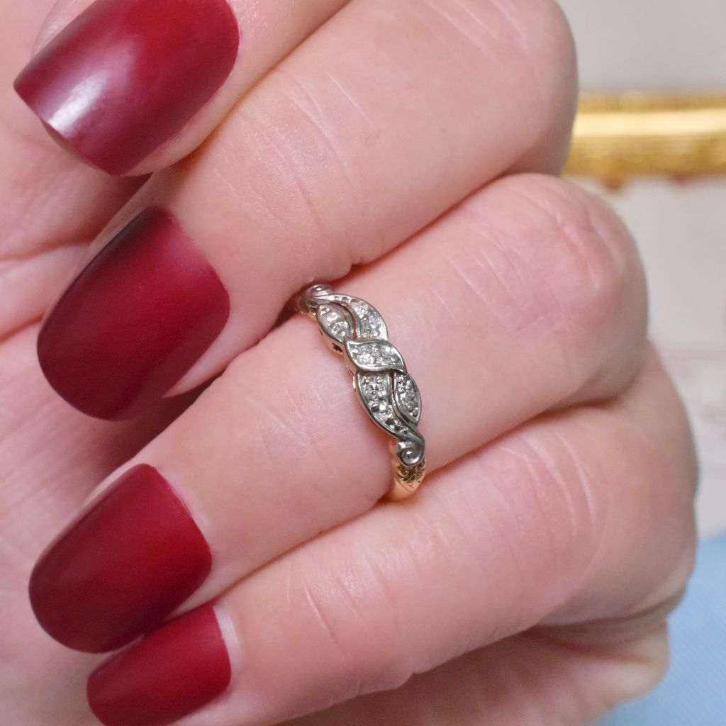 Vintage 1940’s 18ct Yellow Gold And Platinum Diamond Eternity Style Ring