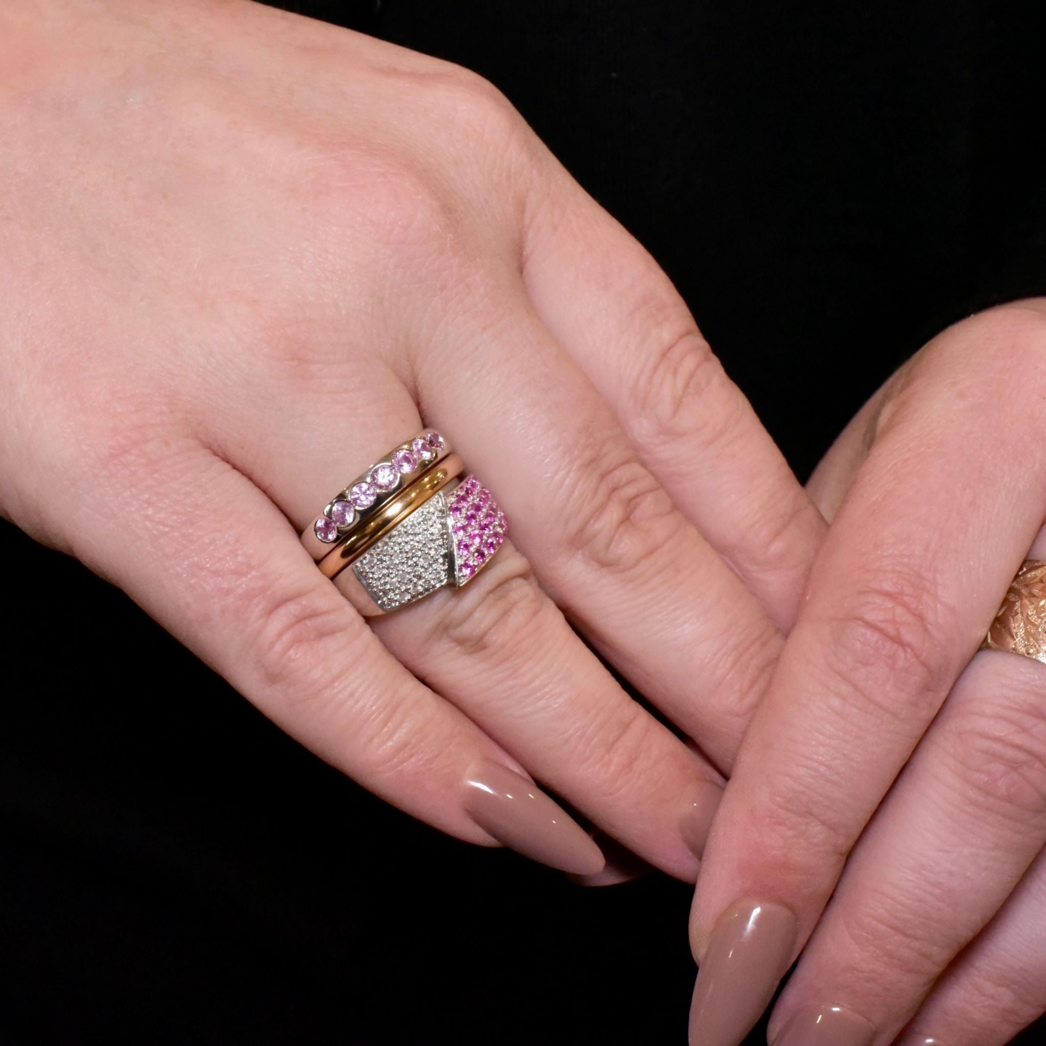 Fabulous 9ct White Gold Pink Sapphire And Diamond Ring