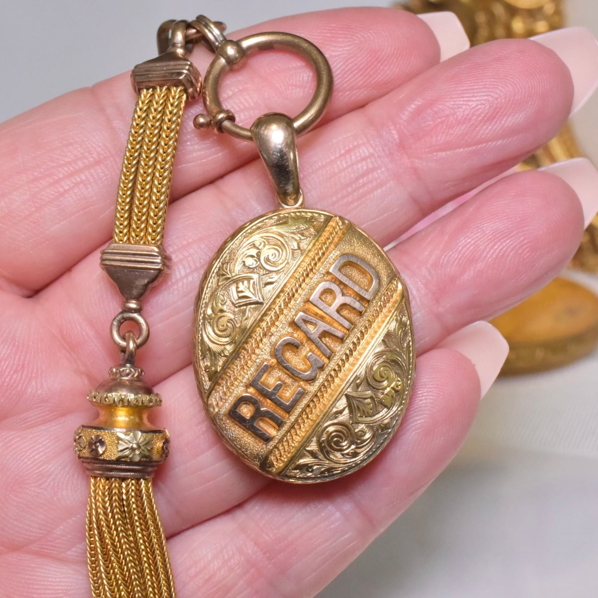 Antique Victorian 9ct Rose Gold ‘Regard’ Locket Circa 1890-1900