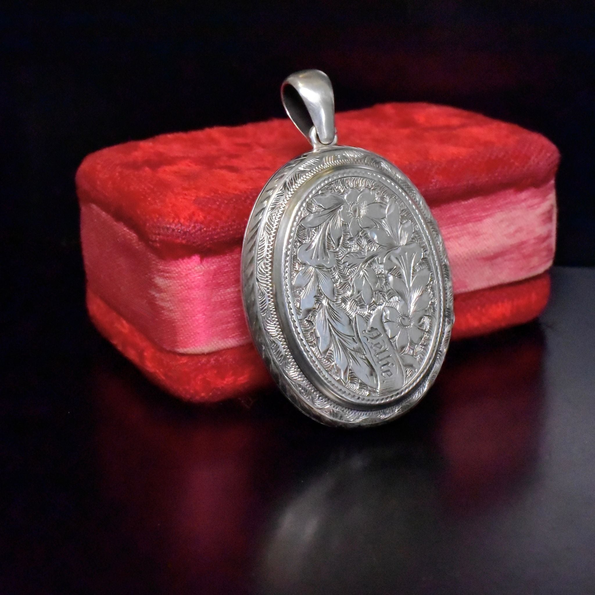 Antique Victorian Sterling Silver Double Photo Locket ‘Nellie’ - Circa 1880-1890