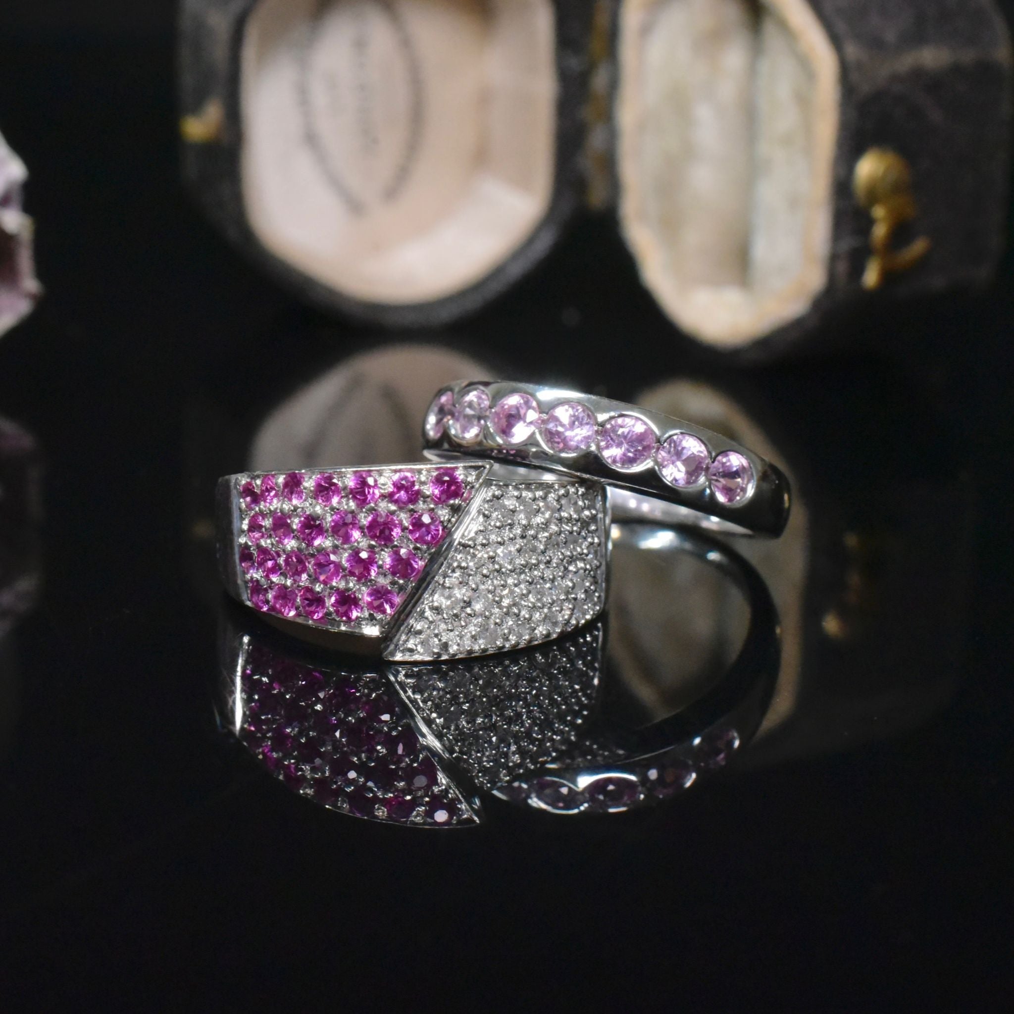 Contemporary 9ct White Gold Natural Pink Sapphire Ring