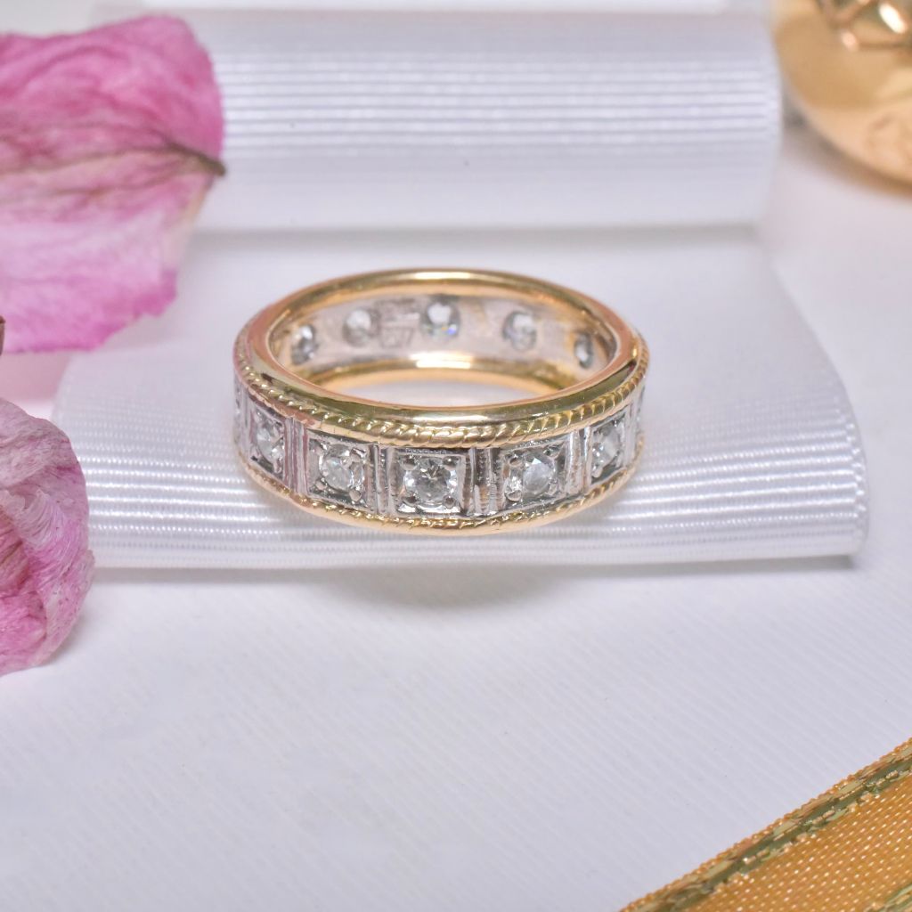 Vintage 18ct Yellow Gold And Palladium ‘Full Hoop’ Diamond Eternity Ring 0. 50ct