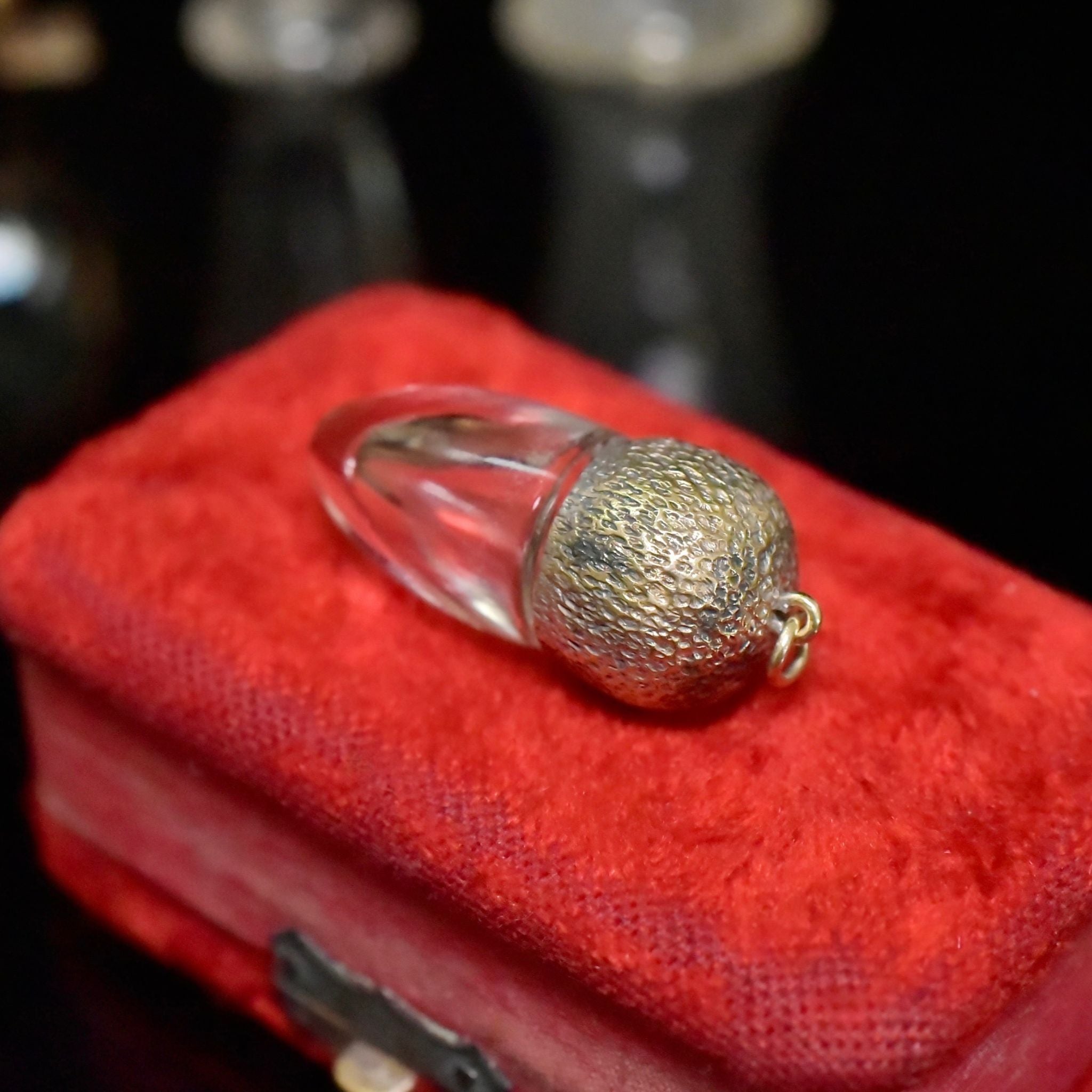Antique Victorian Silver And Glass Perfume Bottle/Pendant/Chatelaine Tool
