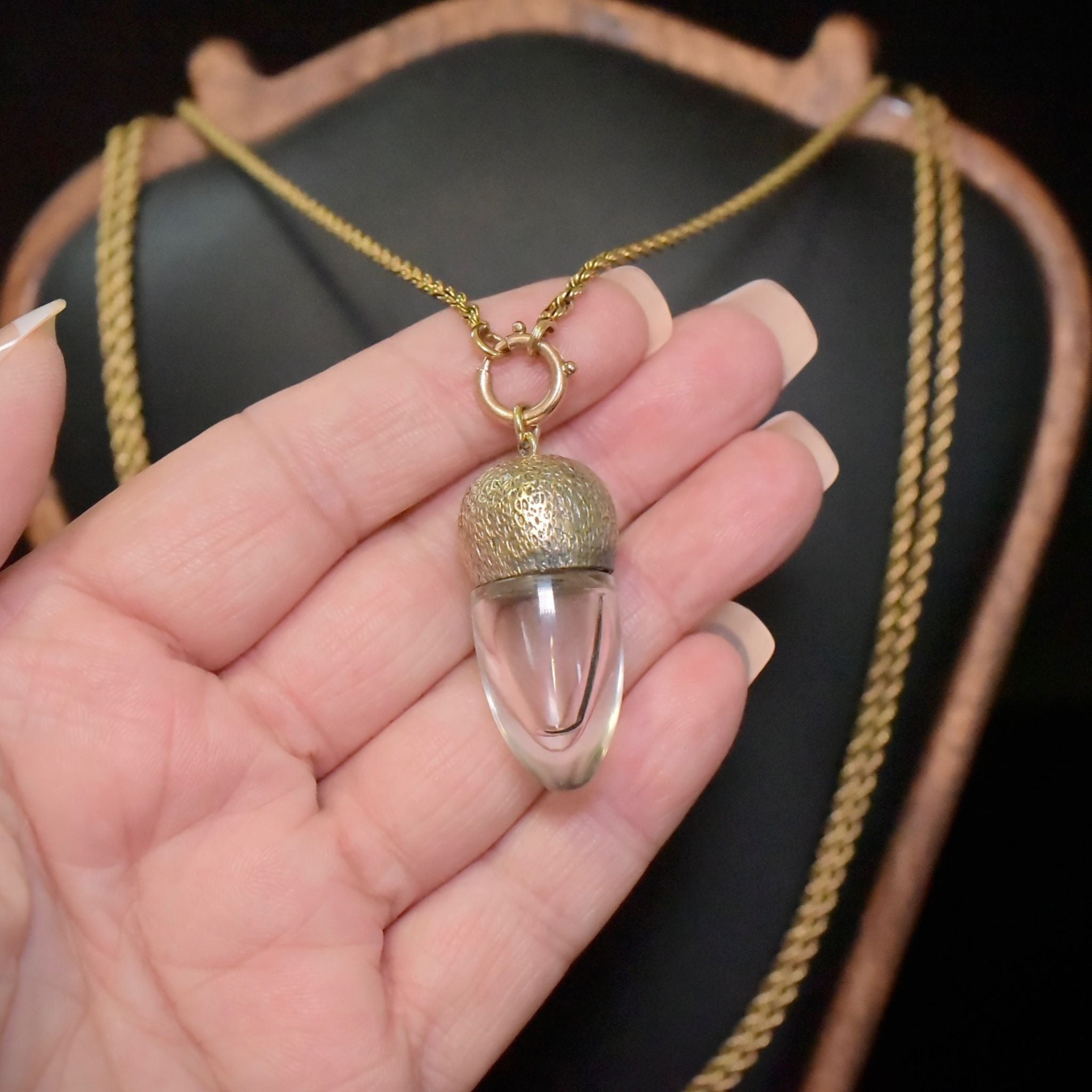 Antique Victorian Silver And Glass Perfume Bottle/Pendant/Chatelaine Tool