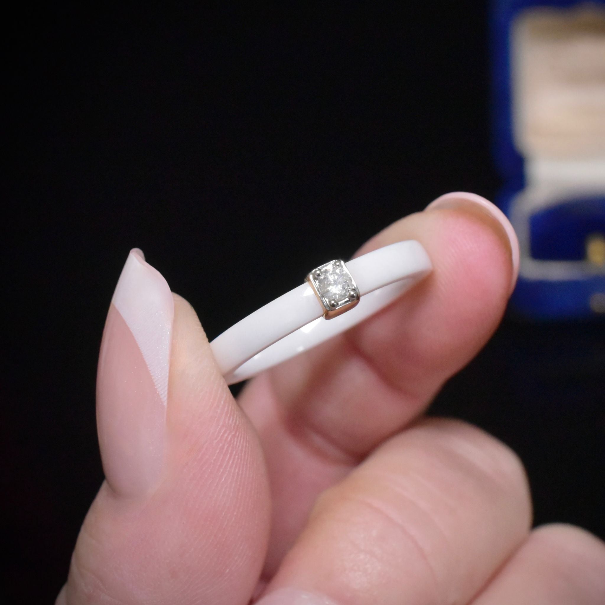 Contemporary 10ct Yellow Gold White Jade And Diamond Ring